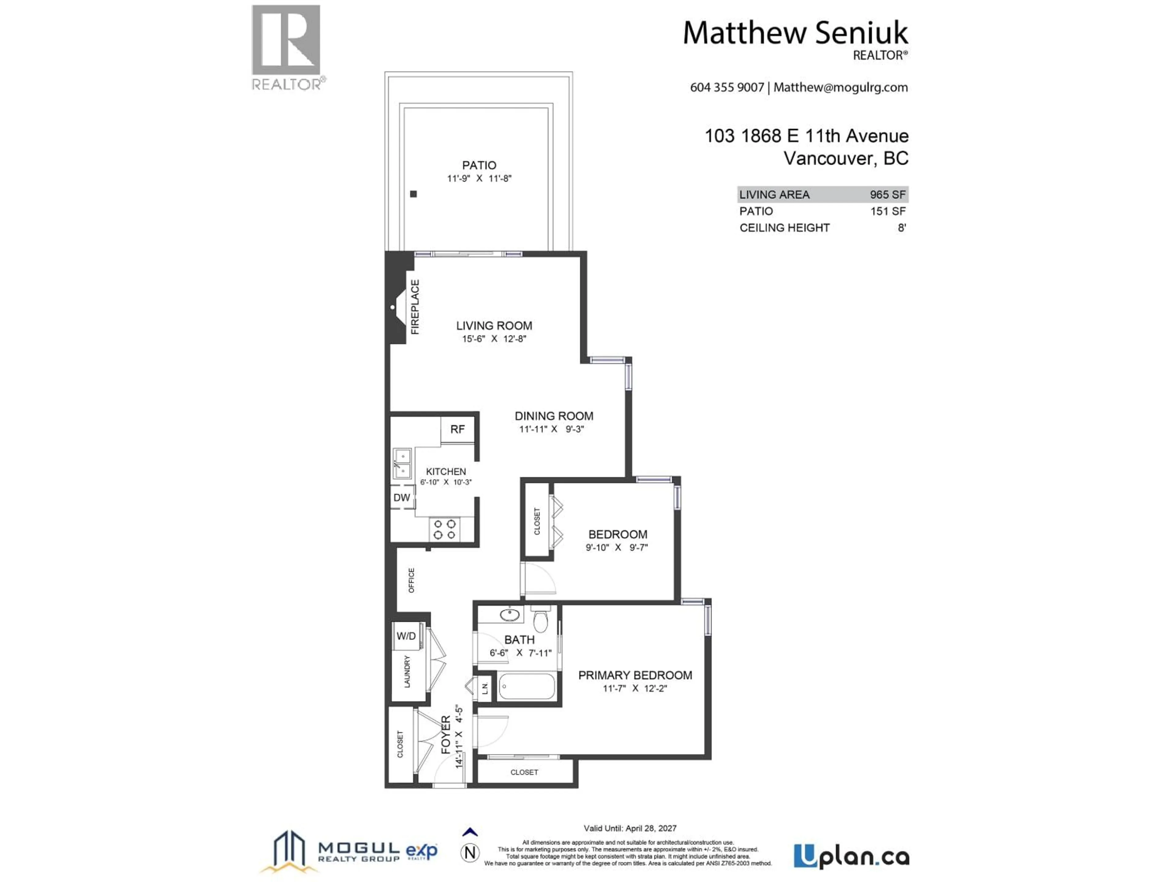 Floor plan for 103 - 1868 11TH AVENUE, Vancouver British Columbia V5N1Z1