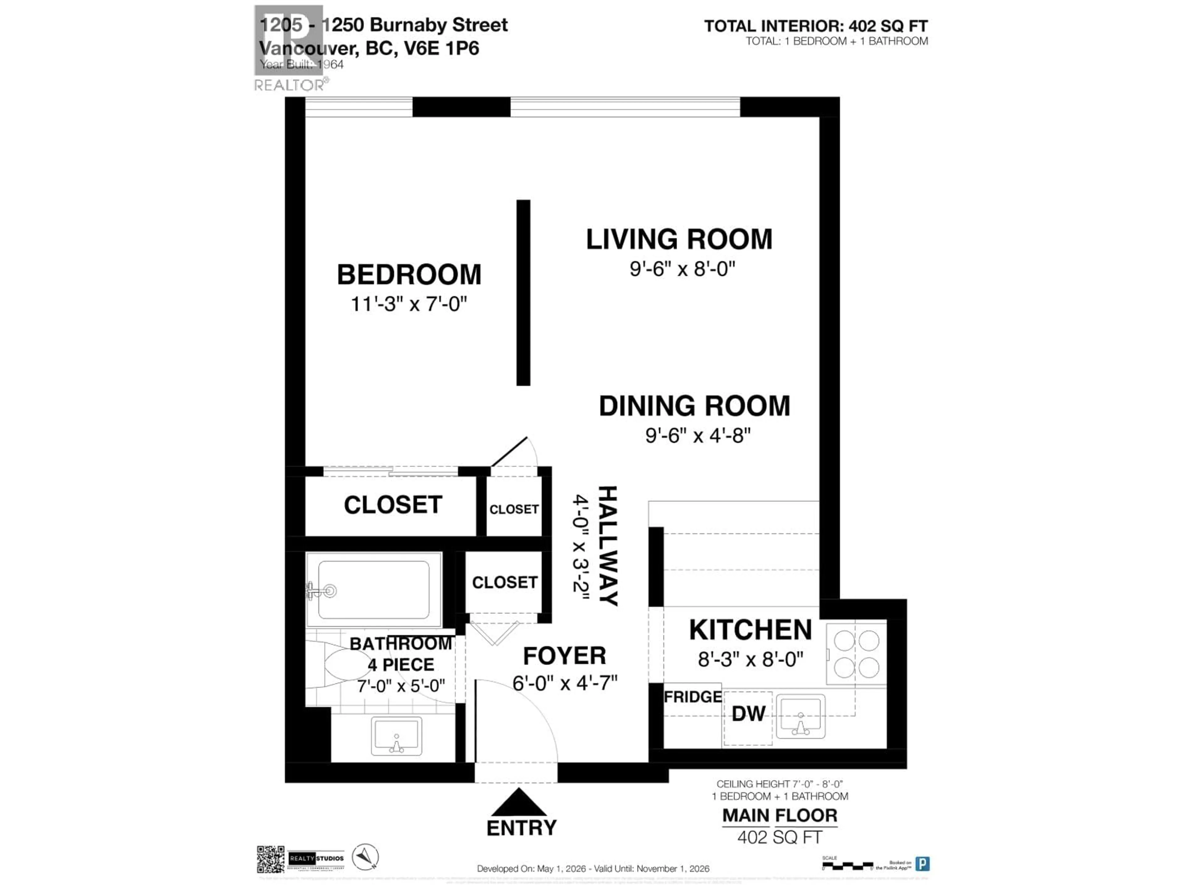 Floor plan for 1205 - 1250 BURNABY STREET, Vancouver British Columbia V6E1P5