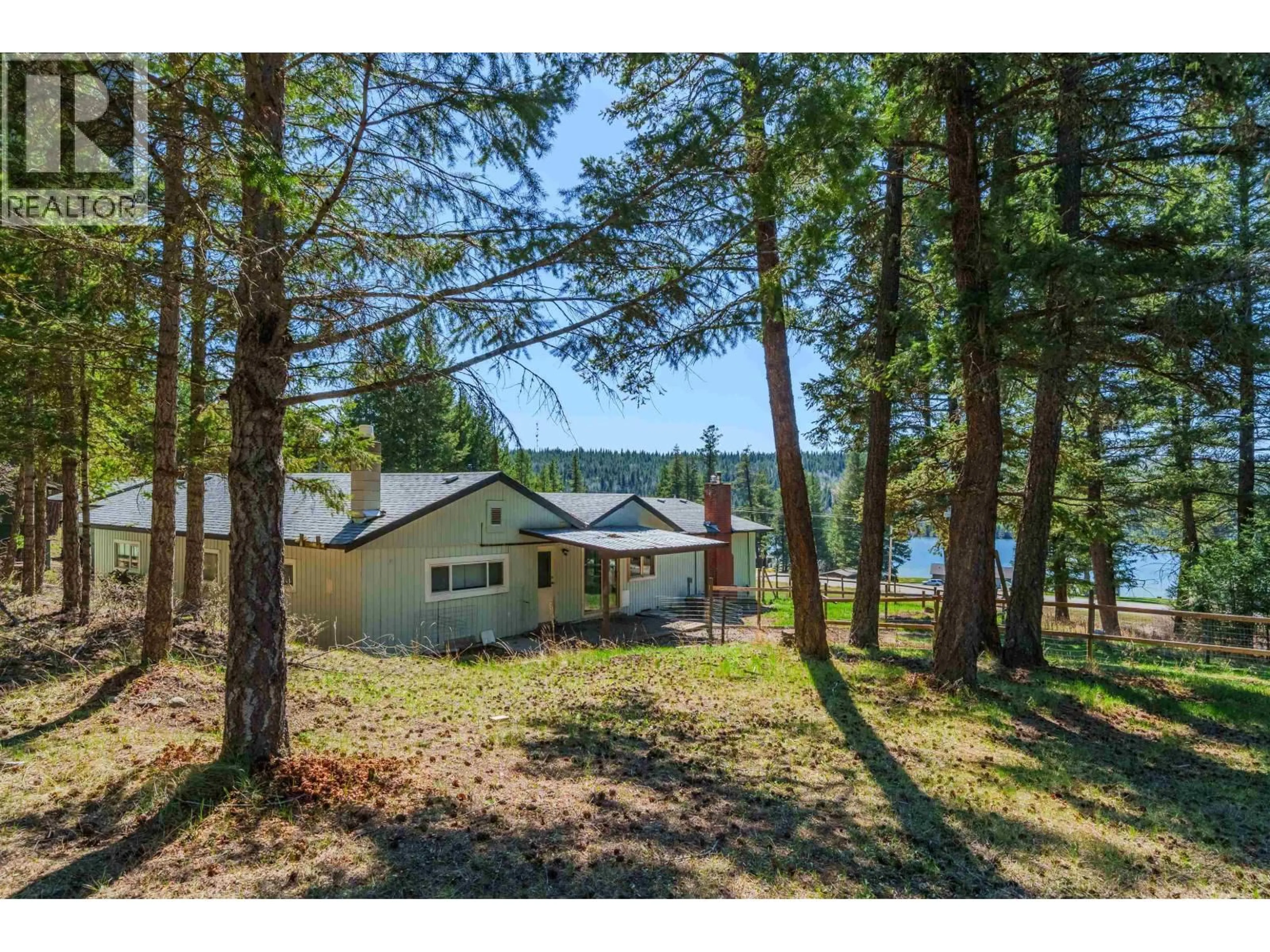 A pic from outside/outdoor area/front of a property/back of a property/a pic from drone, water/lake/river/ocean view for 3559 CARIBOO 97 HIGHWAY, Lac La Hache British Columbia V0K1T1