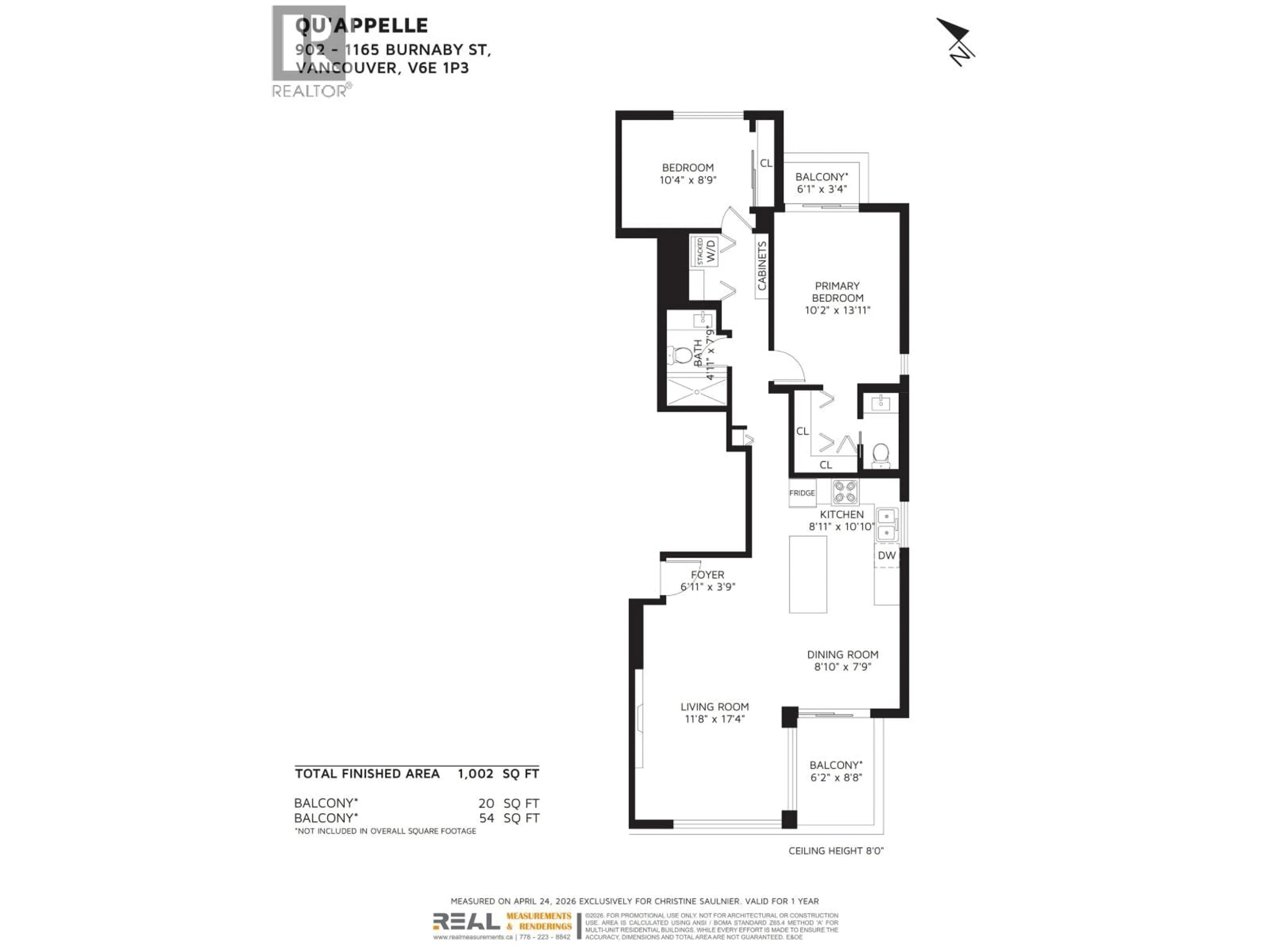Floor plan for 902 - 1165 BURNABY STREET, Vancouver British Columbia V6E1P3