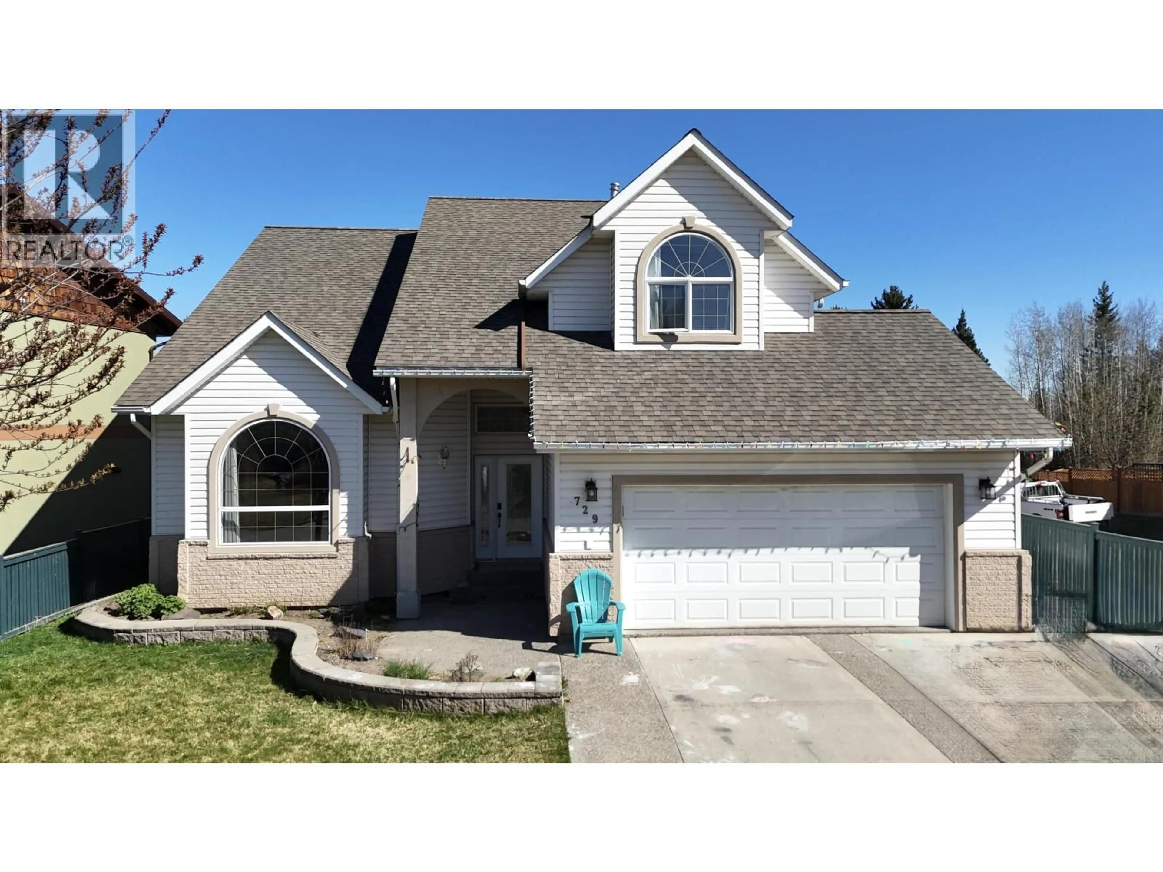 Home with vinyl exterior material, street for 729 SANDY BEACH ROAD, Vanderhoof British Columbia V0J3A0