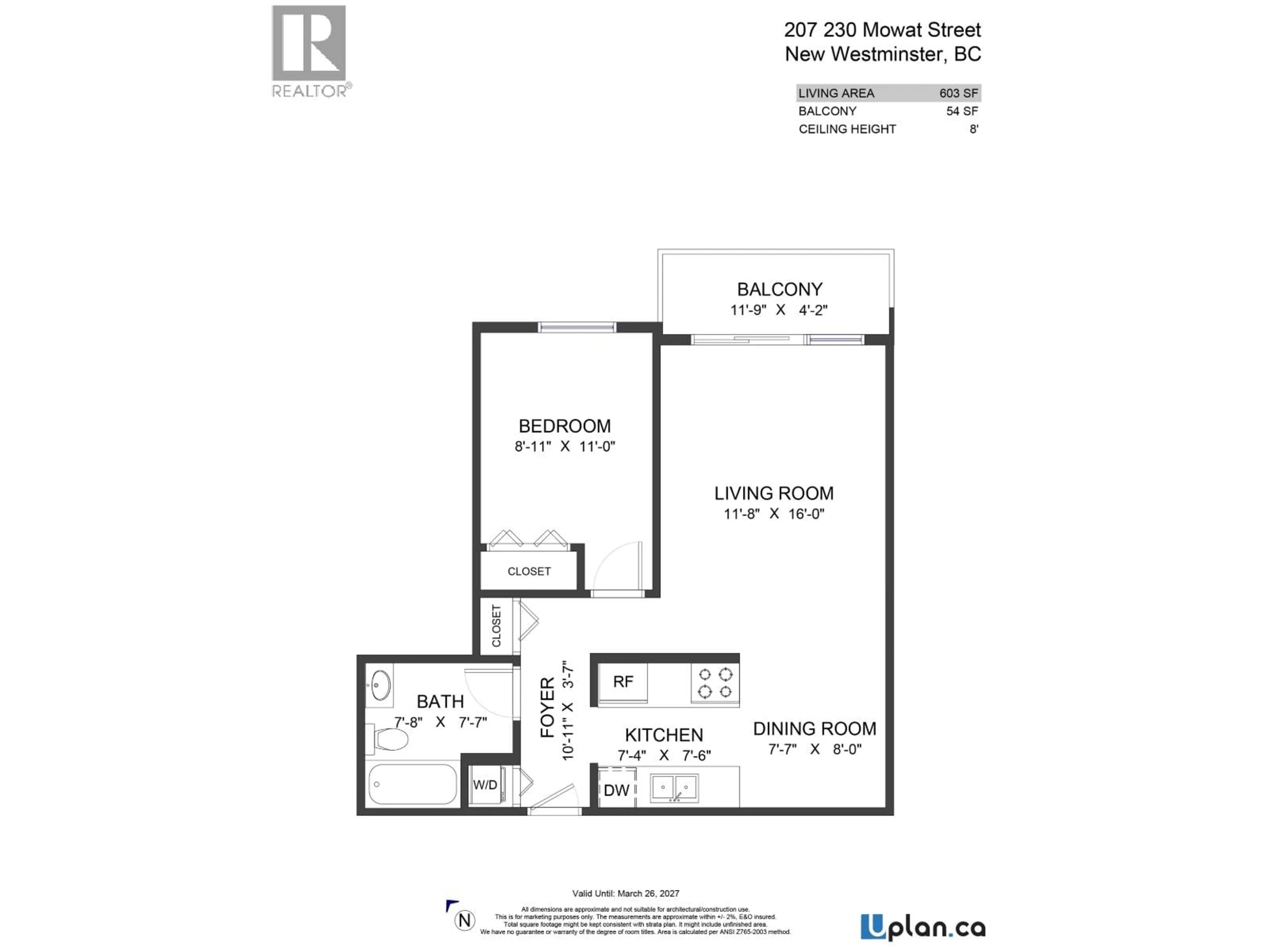 Floor plan for 207 - 230 MOWAT STREET, New Westminster British Columbia V3M4B2
