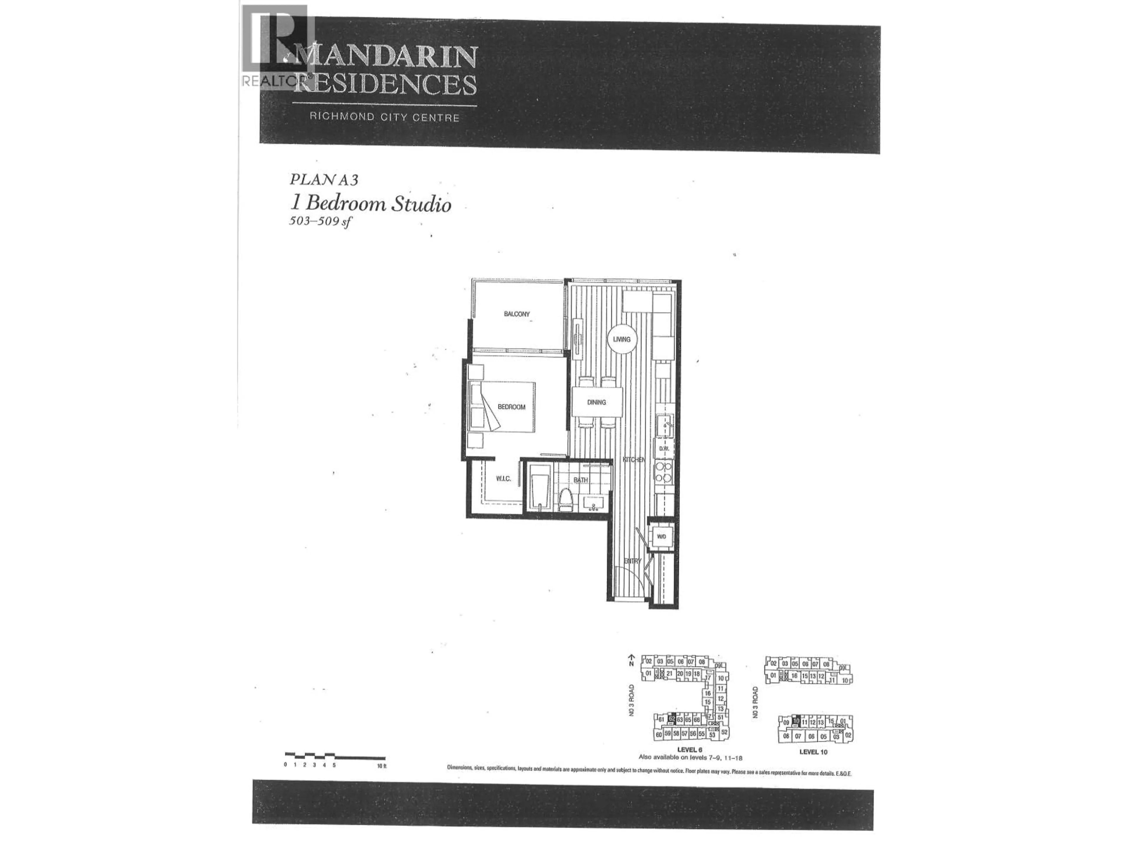 Floor plan for 910 - 6288 NO. 3 ROAD, Richmond British Columbia V6Y0J4