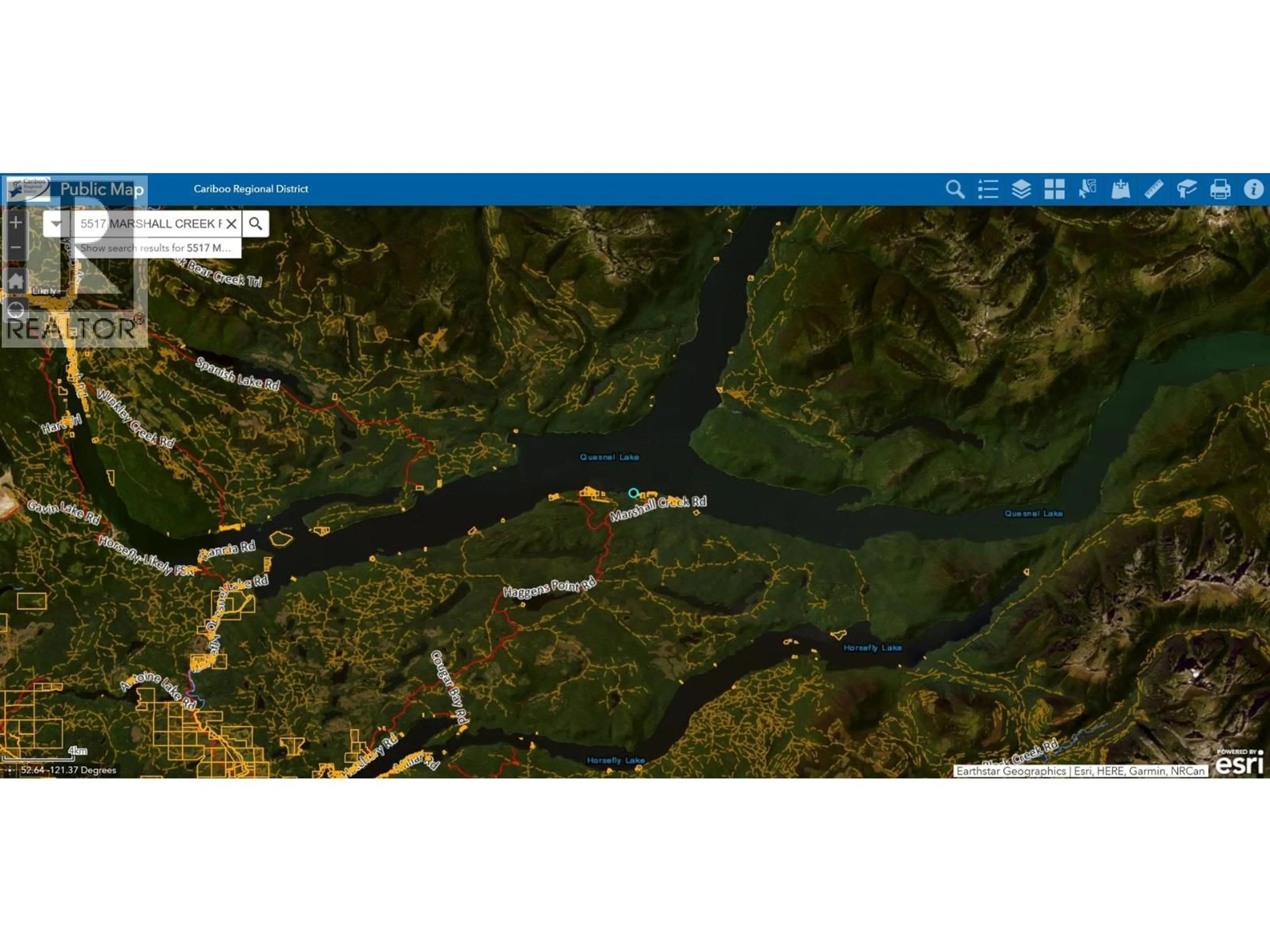 Picture of a map for 5517 MARSHALL CREEK ROAD, Horsefly British Columbia V0L1L0