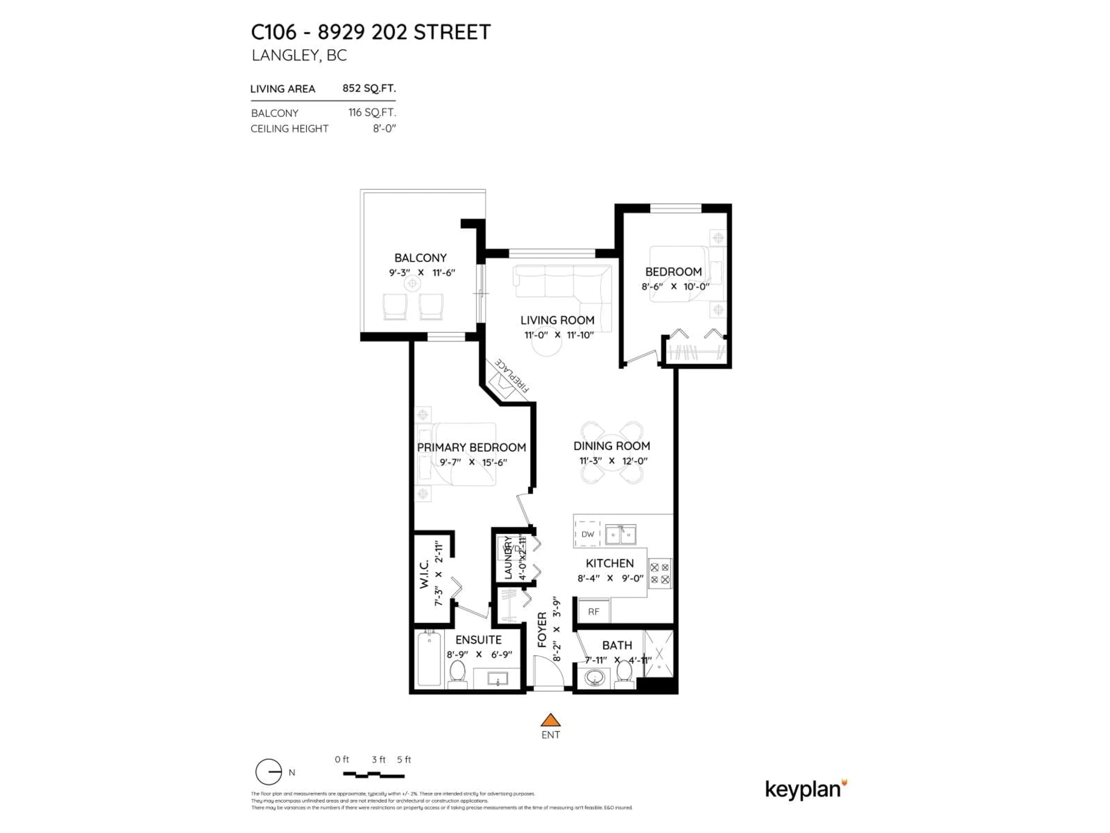 Floor plan for C106 - 8929 202 STREET, Langley British Columbia V1M0B4
