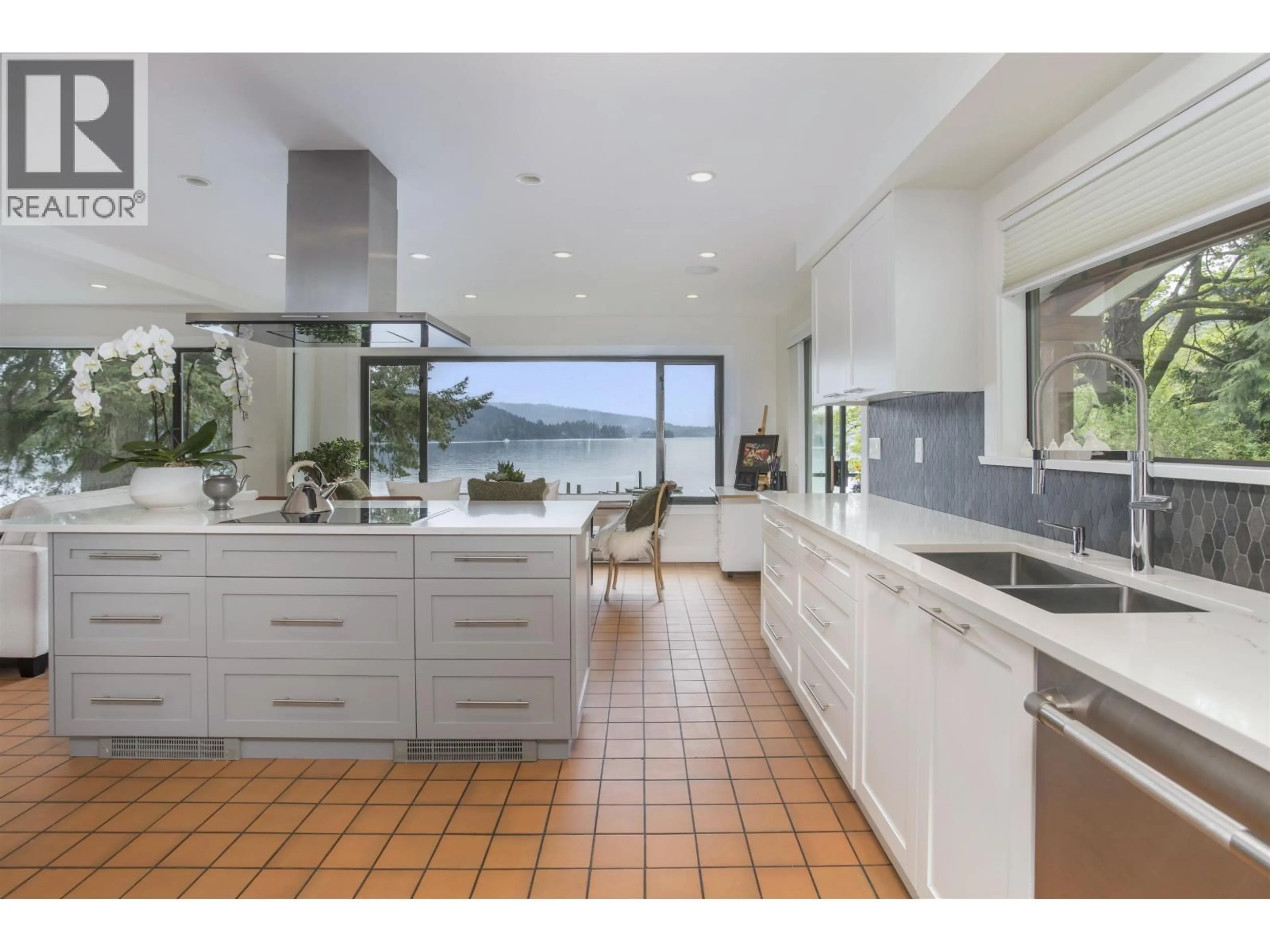 Contemporary kitchen, ceramic/tile floor for 5445 INDIAN RIVER DRIVE, North Vancouver British Columbia V7G2T7