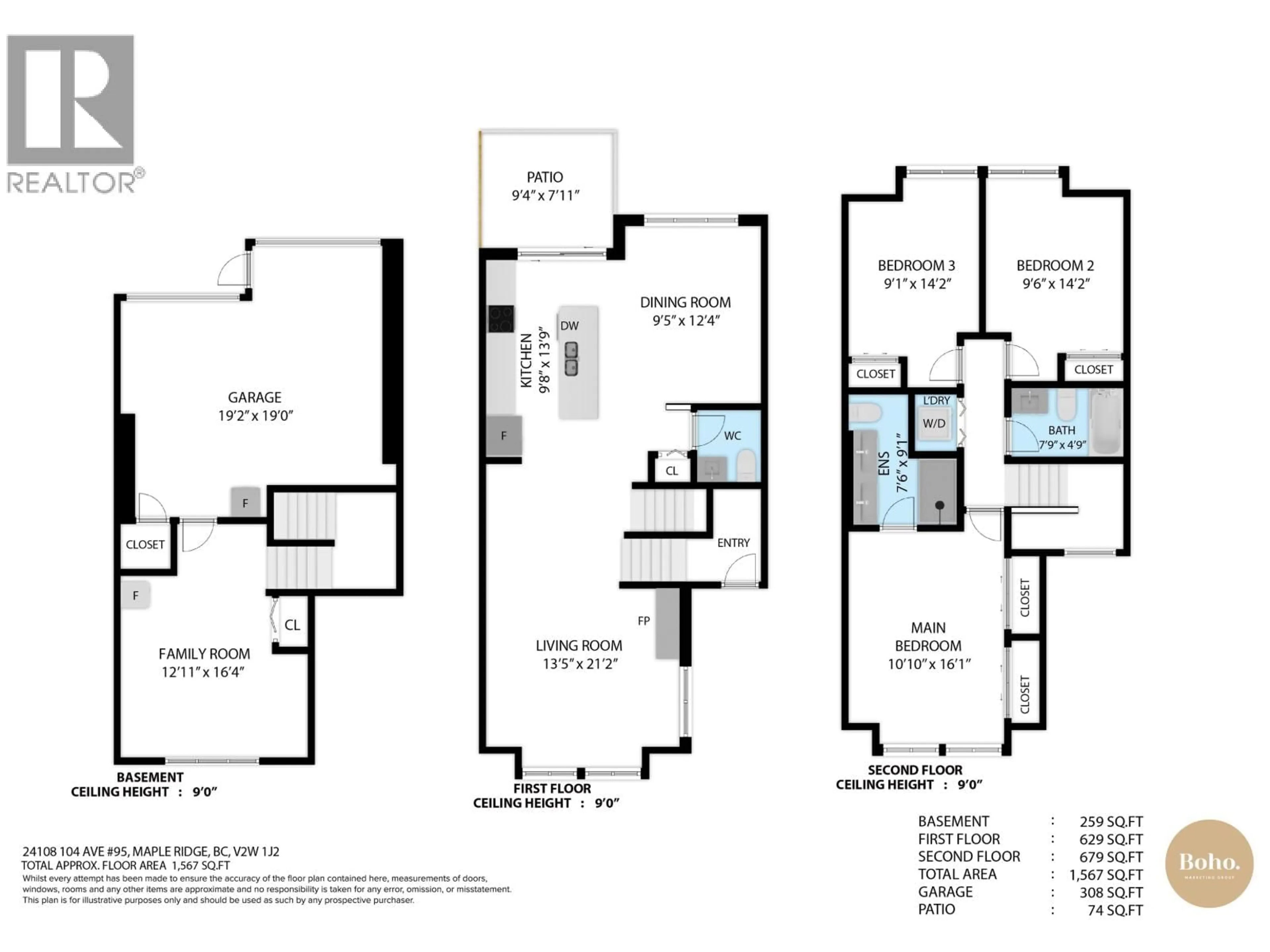 Floor plan for 95 - 24108 104 AVENUE, Maple Ridge British Columbia V2W0J5