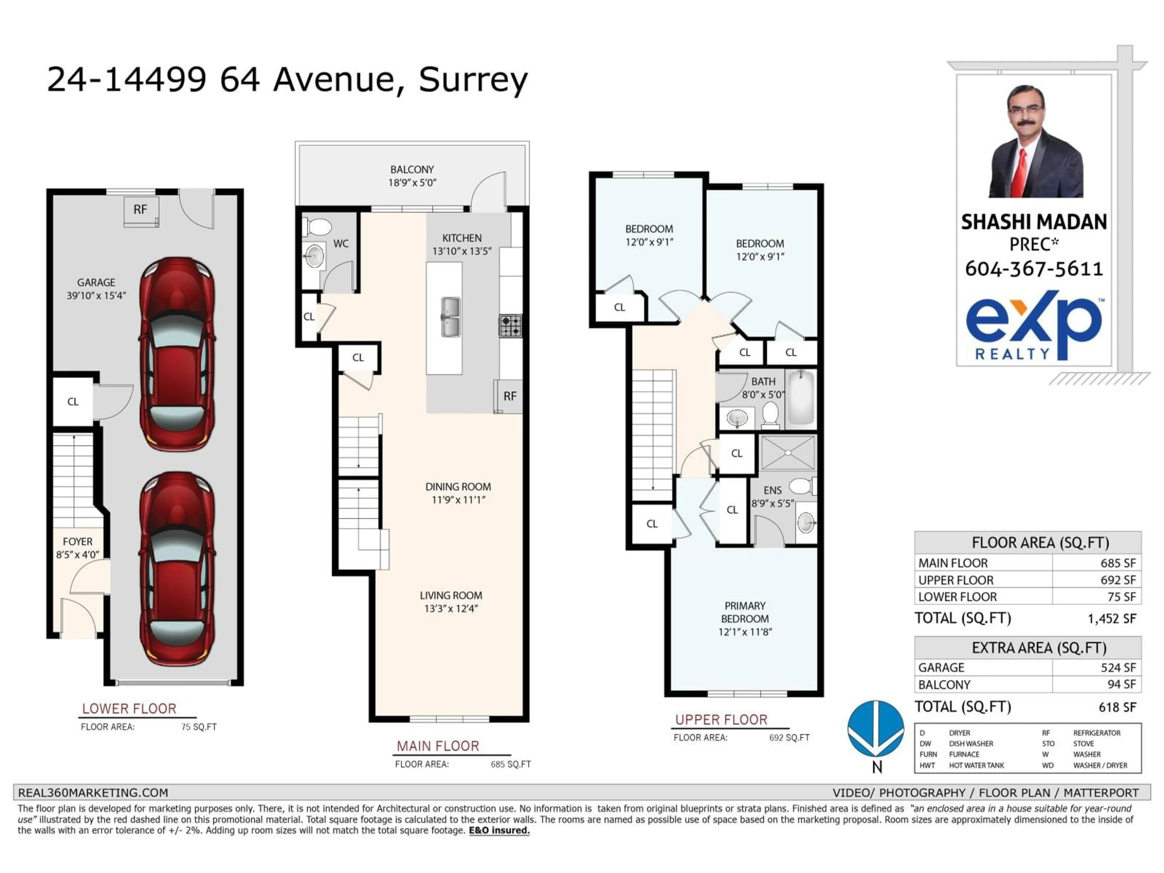 Floor plan for 24 - 14499 64 AVENUE, Surrey British Columbia V3S1X5
