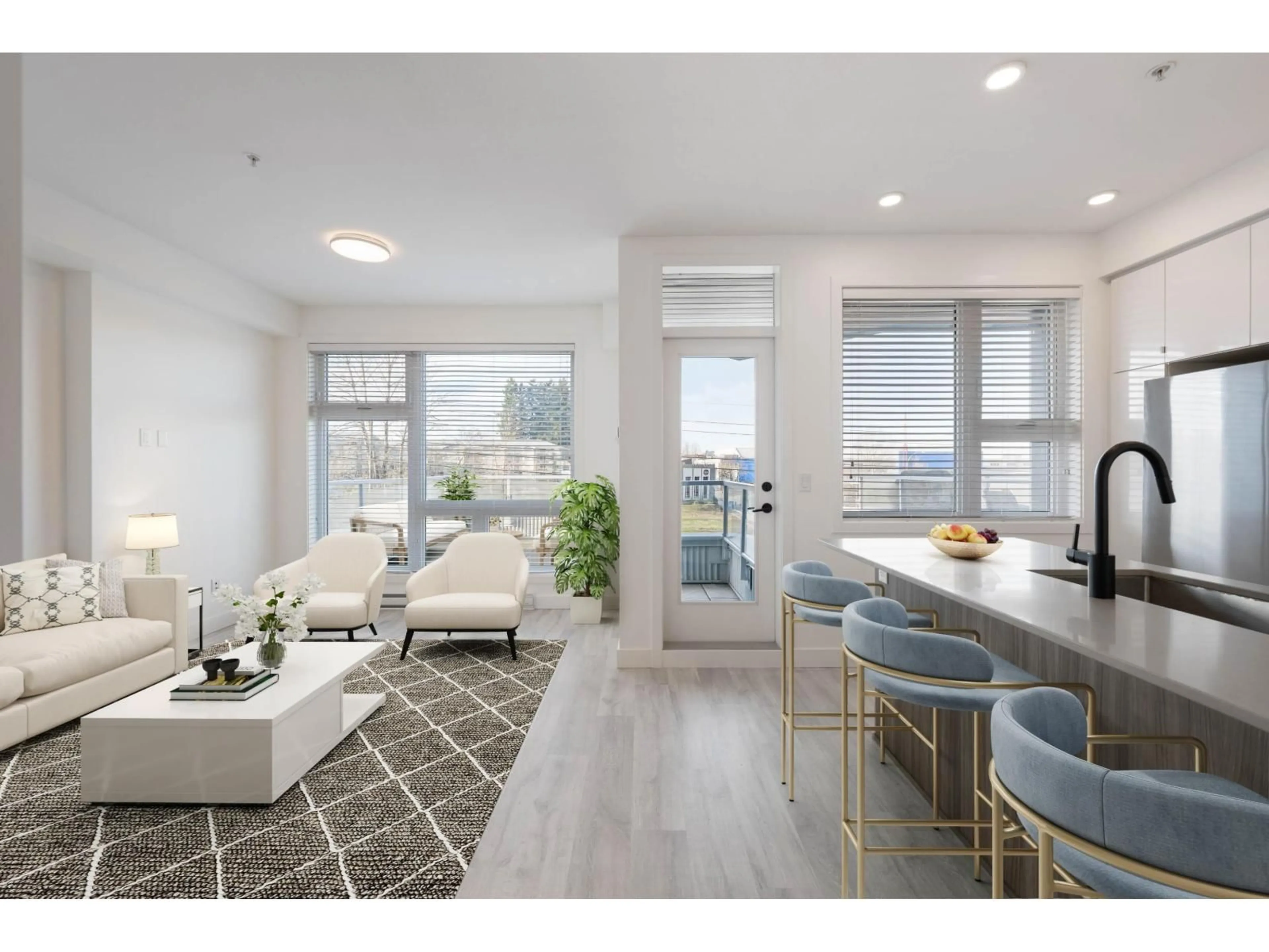 Living room with furniture, wood/laminate floor for 307 - 32828 LANDEAU PLACE, Abbotsford British Columbia V2S0M4