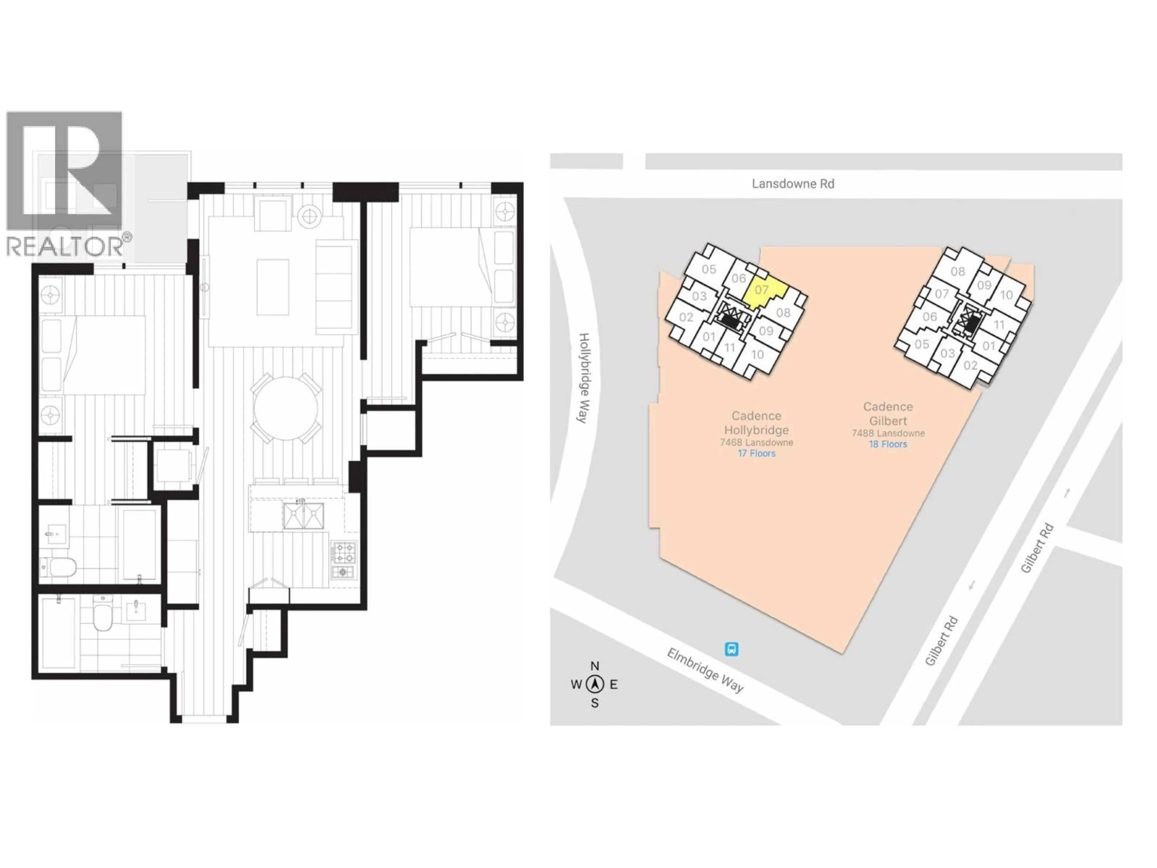 Floor plan for 1607 - 7468 LANSDOWNE ROAD, Richmond British Columbia V7C0B7