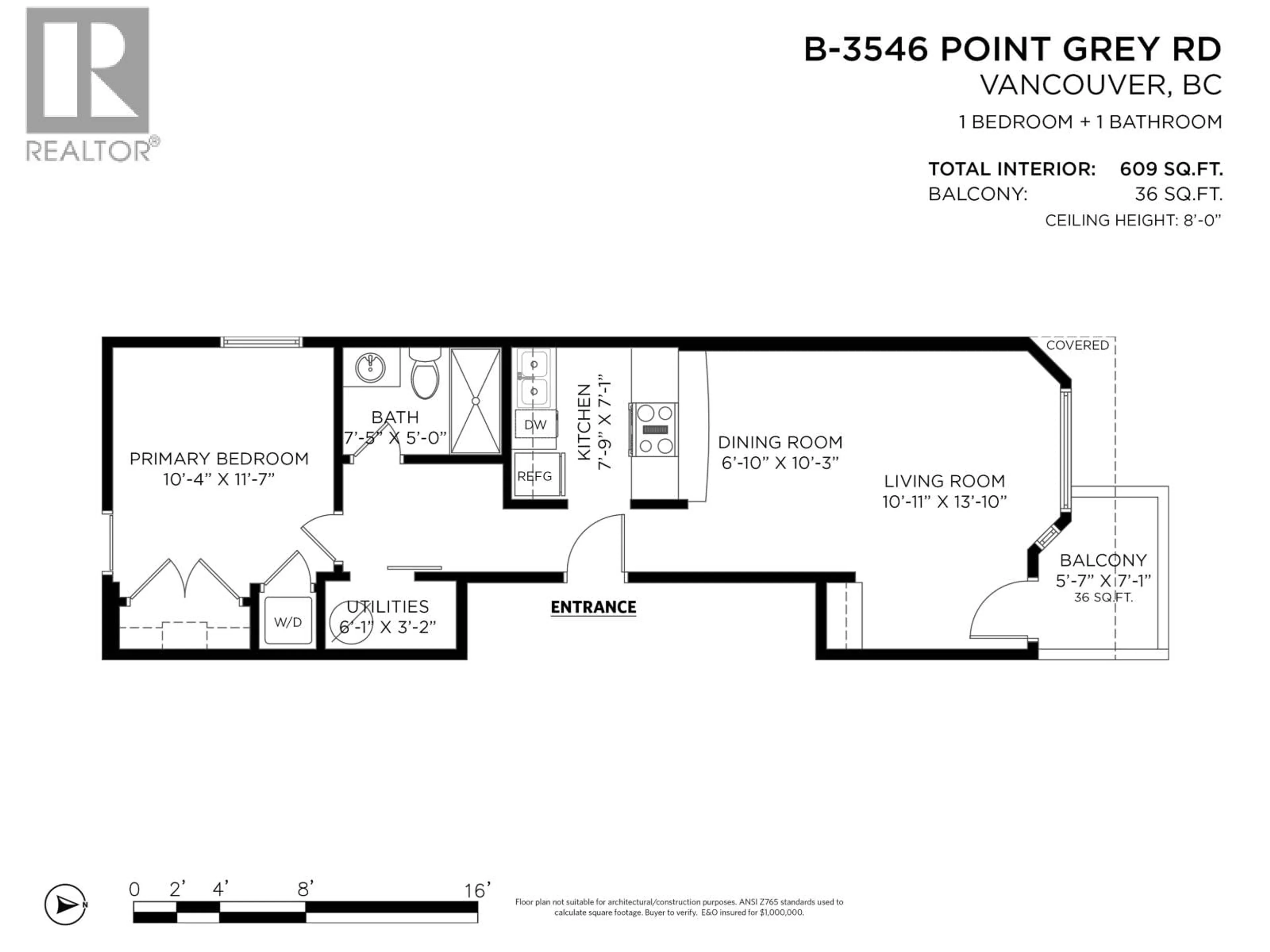 Floor plan for B - 3546 POINT GREY ROAD, Vancouver British Columbia V6R1A8