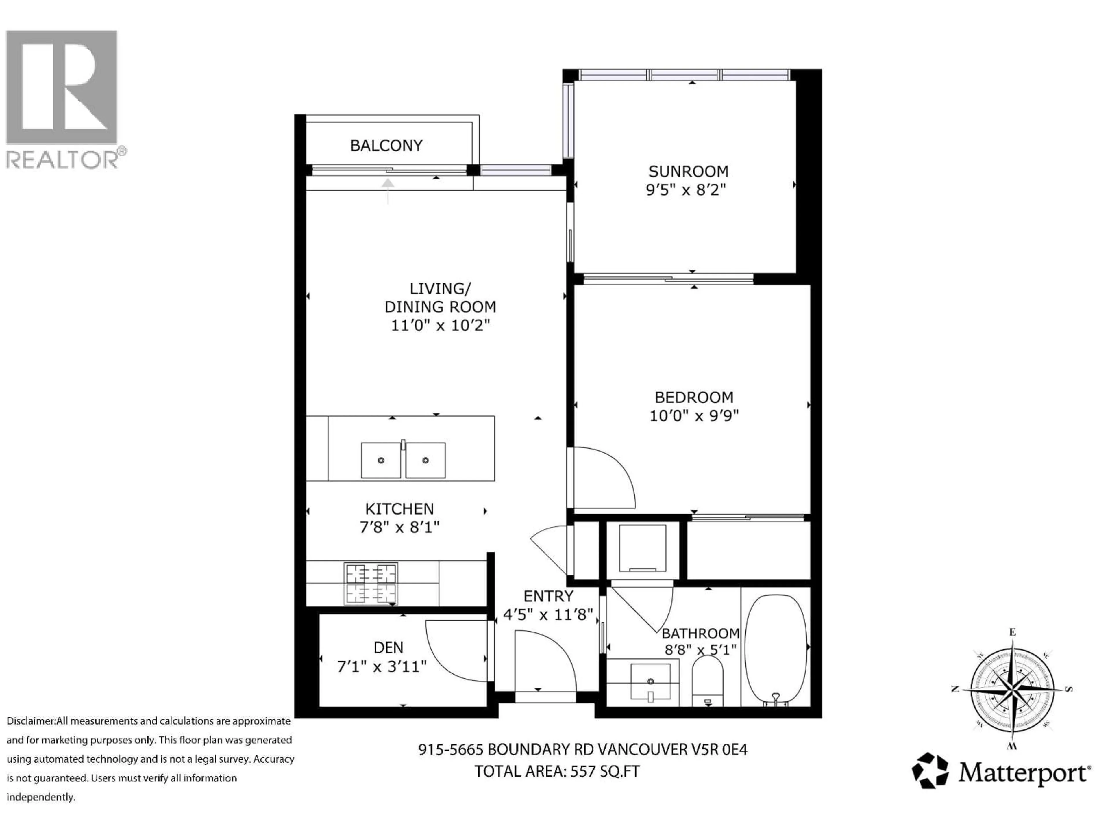 Floor plan for 915 - 5665 BOUNDARY ROAD, Vancouver British Columbia V5R0E4
