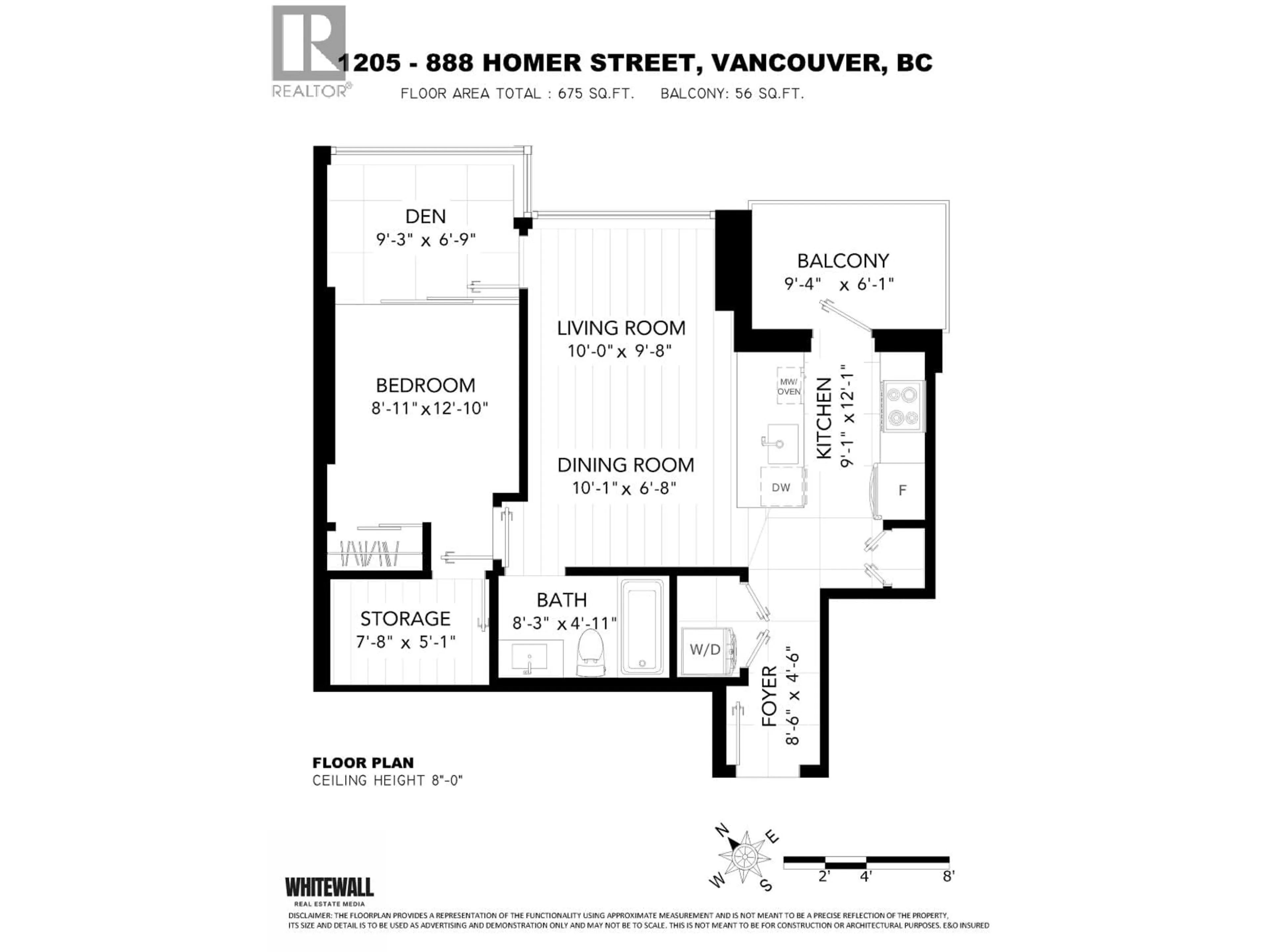 Floor plan for 1205 - 888 HOMER STREET, Vancouver British Columbia V6B0H7