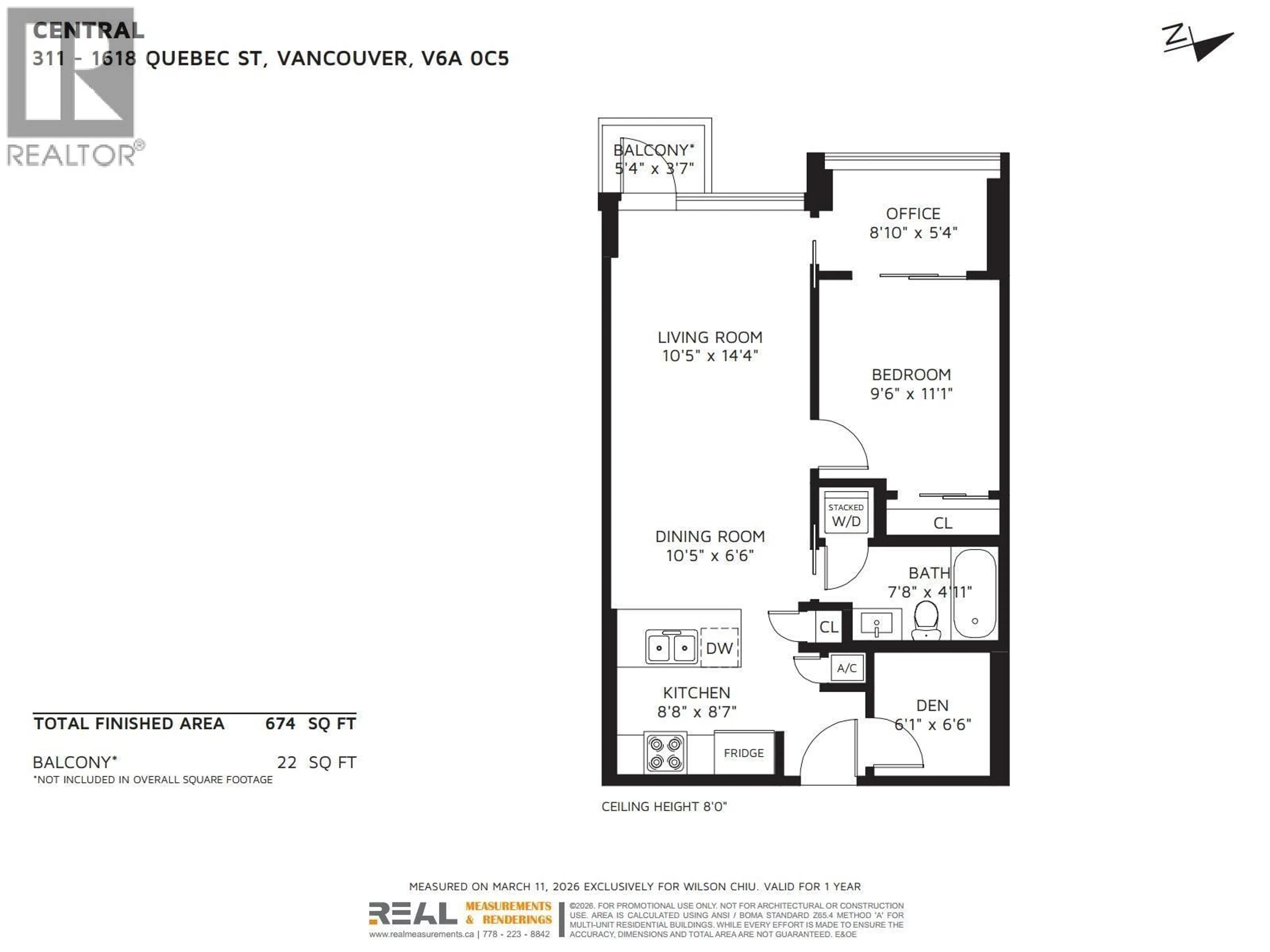 Floor plan for 311 - 1618 QUEBEC STREET, Vancouver British Columbia V6A0C5
