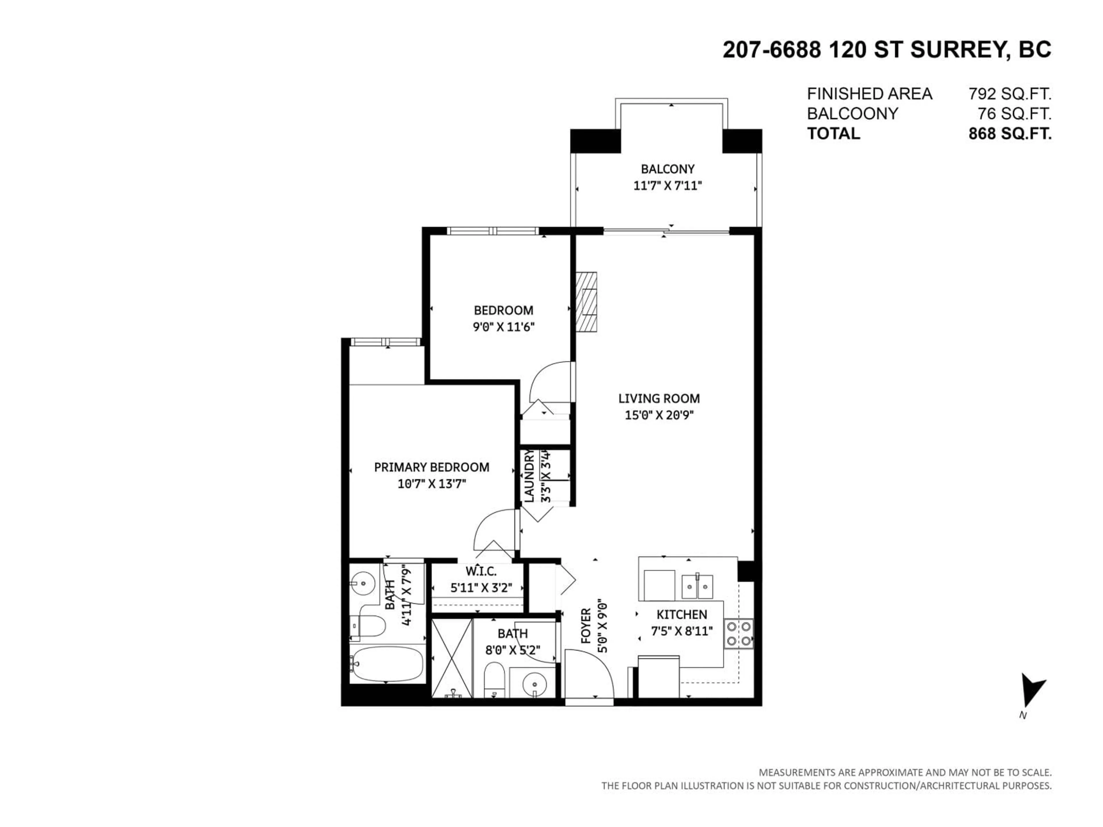 Floor plan for 207 - 6688 120 STREET, Surrey British Columbia V3W1T8