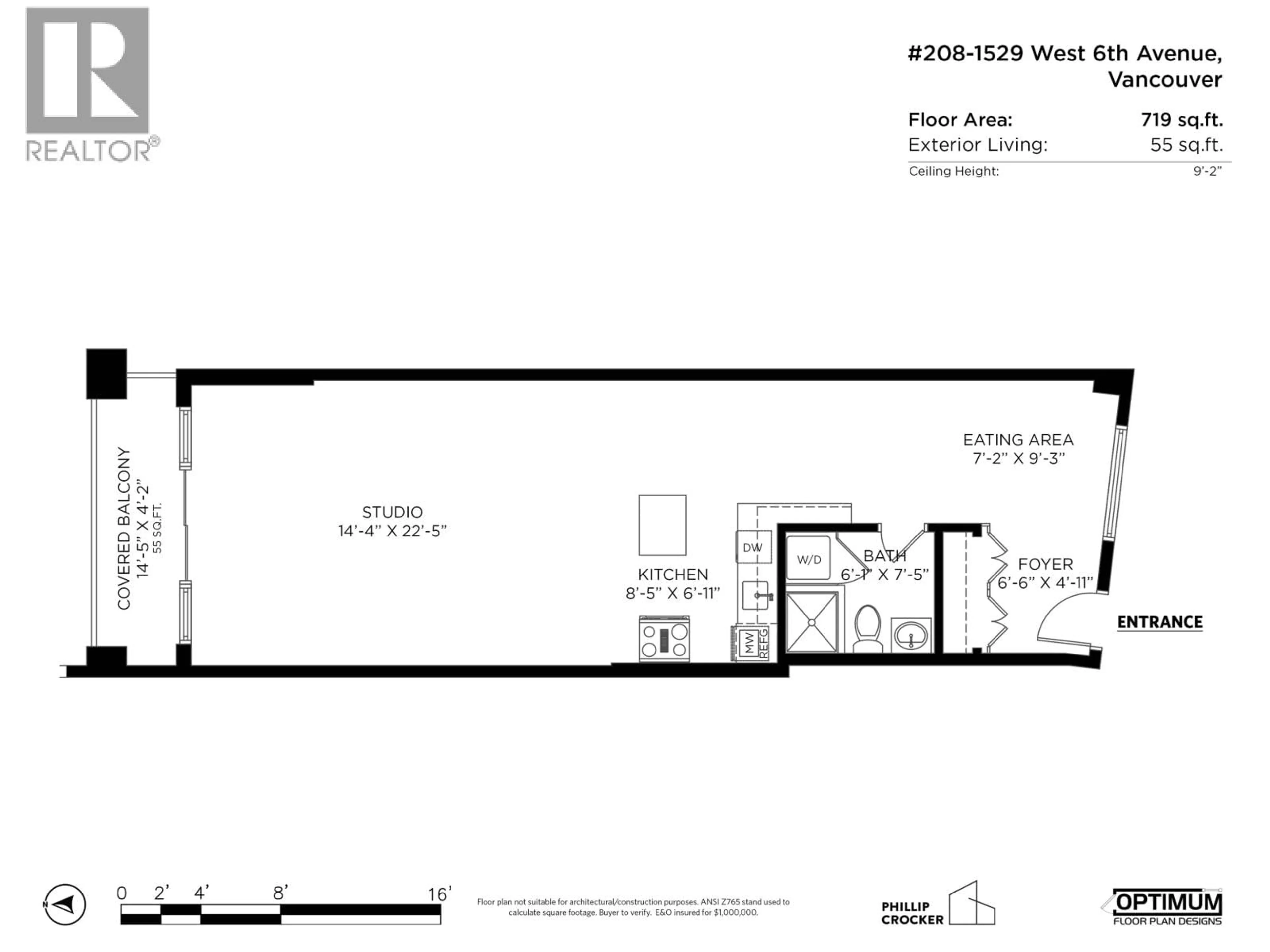 Floor plan for 208 - 1529 6TH AVENUE, Vancouver British Columbia V6J1R1