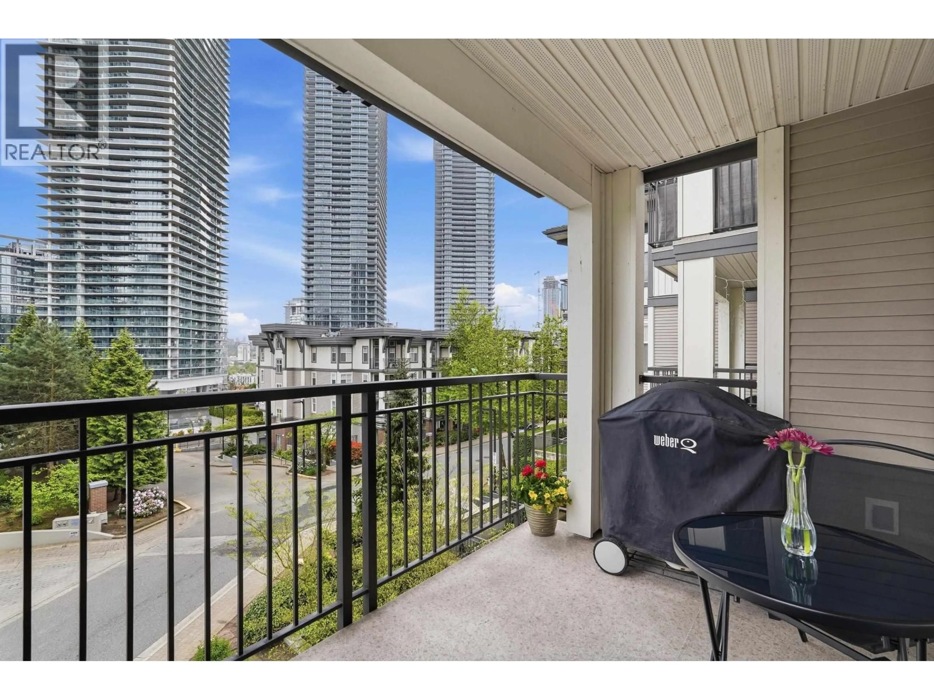 Balcony in the apartment, city buildings view from balcony for 308 - 4833 BRENTWOOD DRIVE, Burnaby British Columbia V5C0C3
