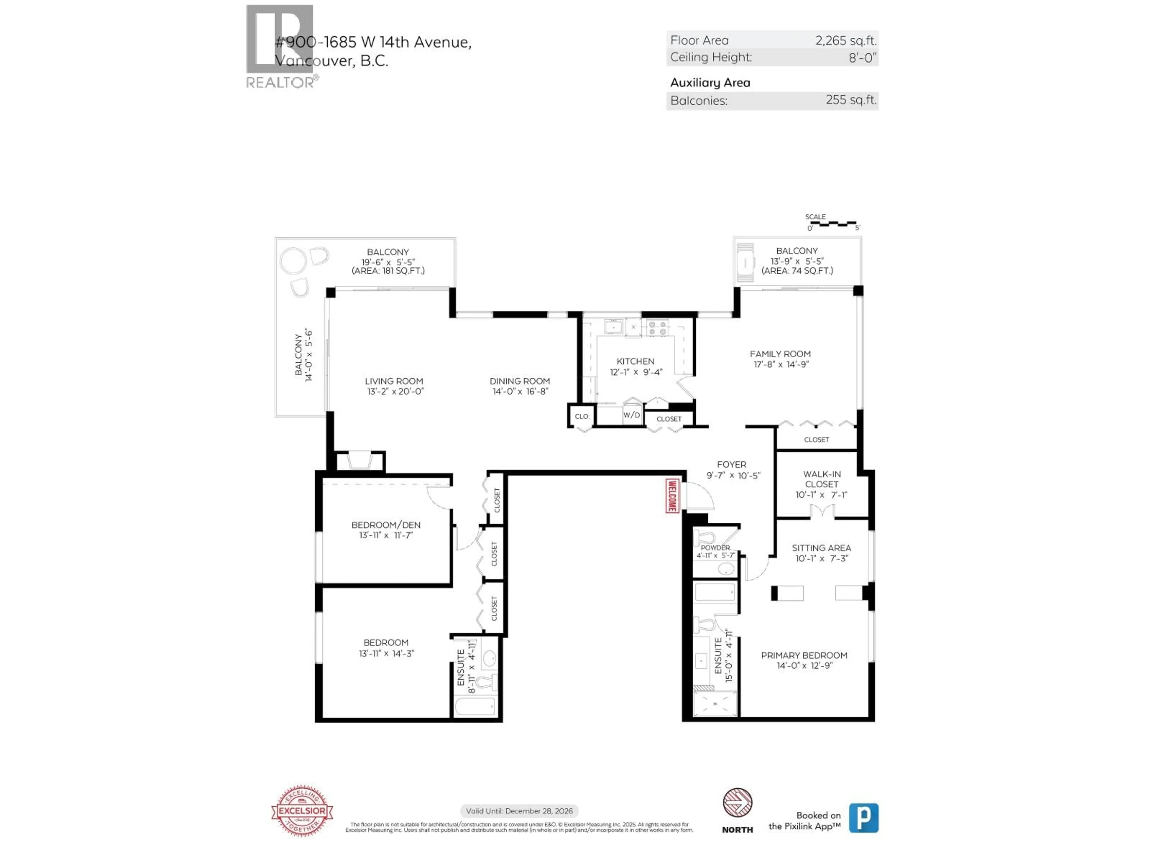 Floor plan for 900 - 1685 14TH AVENUE, Vancouver British Columbia V6J2J3