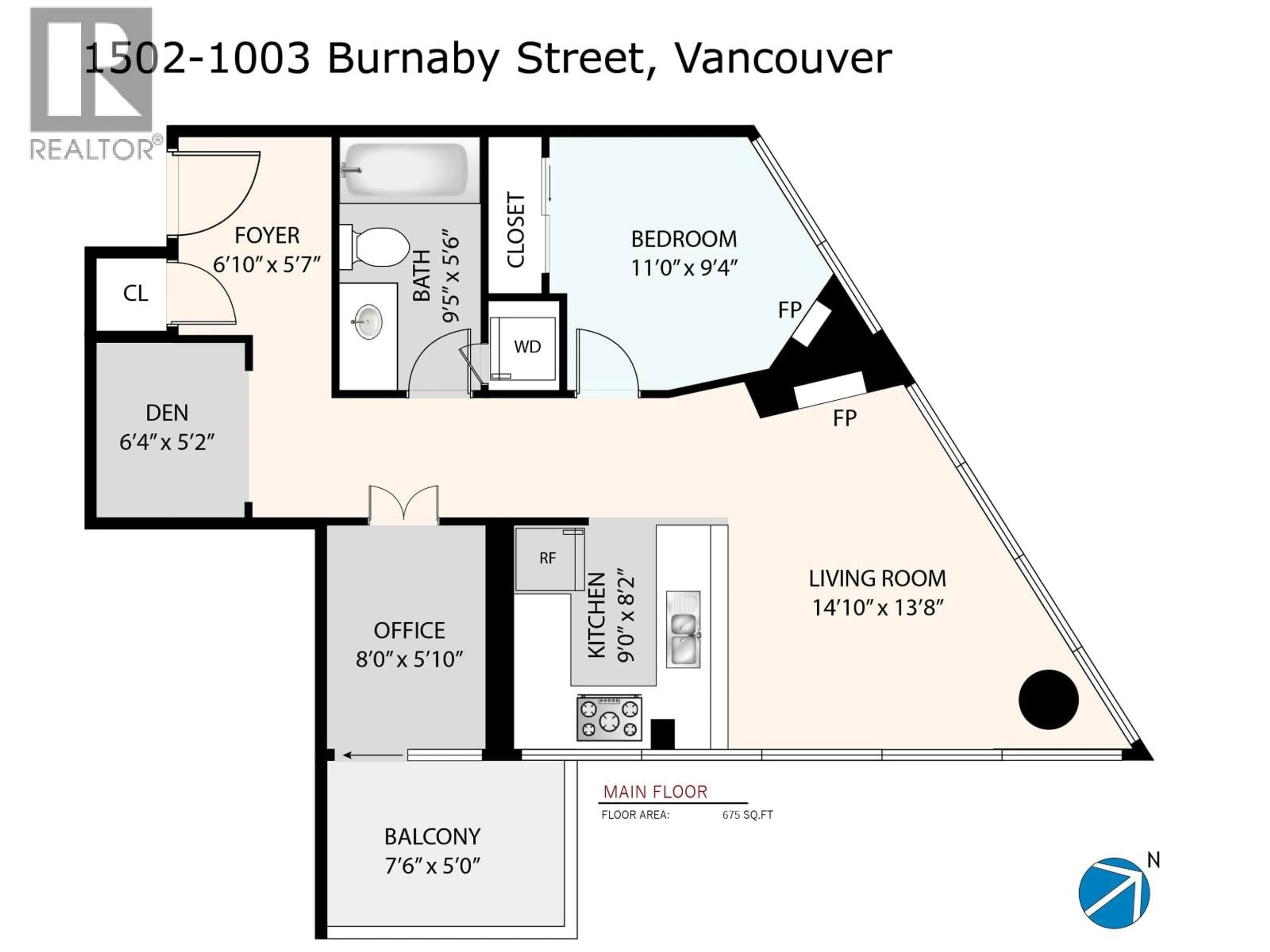 Floor plan for 1502 - 1003 BURNABY STREET, Vancouver British Columbia V6E4R7