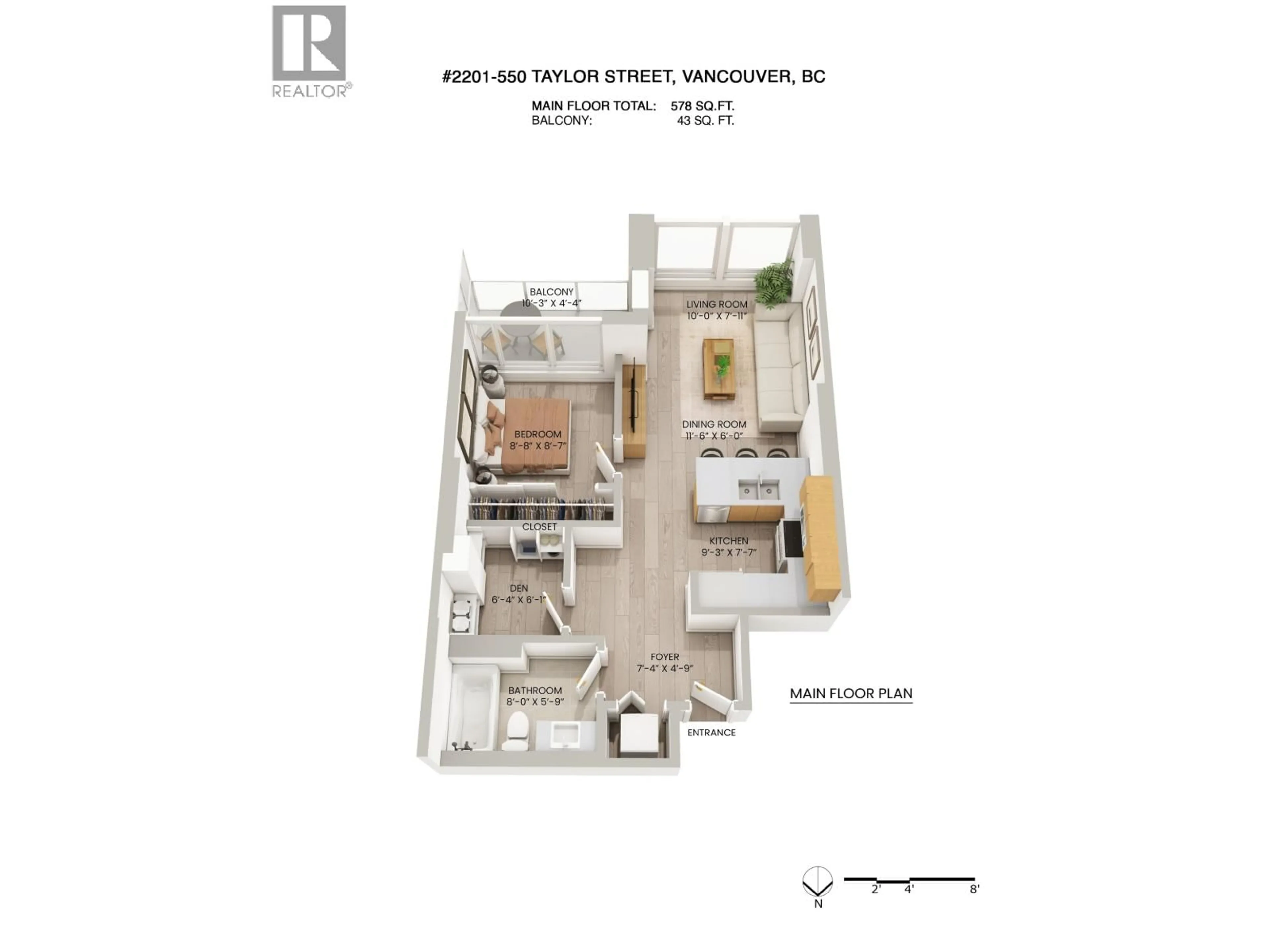 Floor plan for 2201 - 550 TAYLOR STREET, Vancouver British Columbia V6B1R1