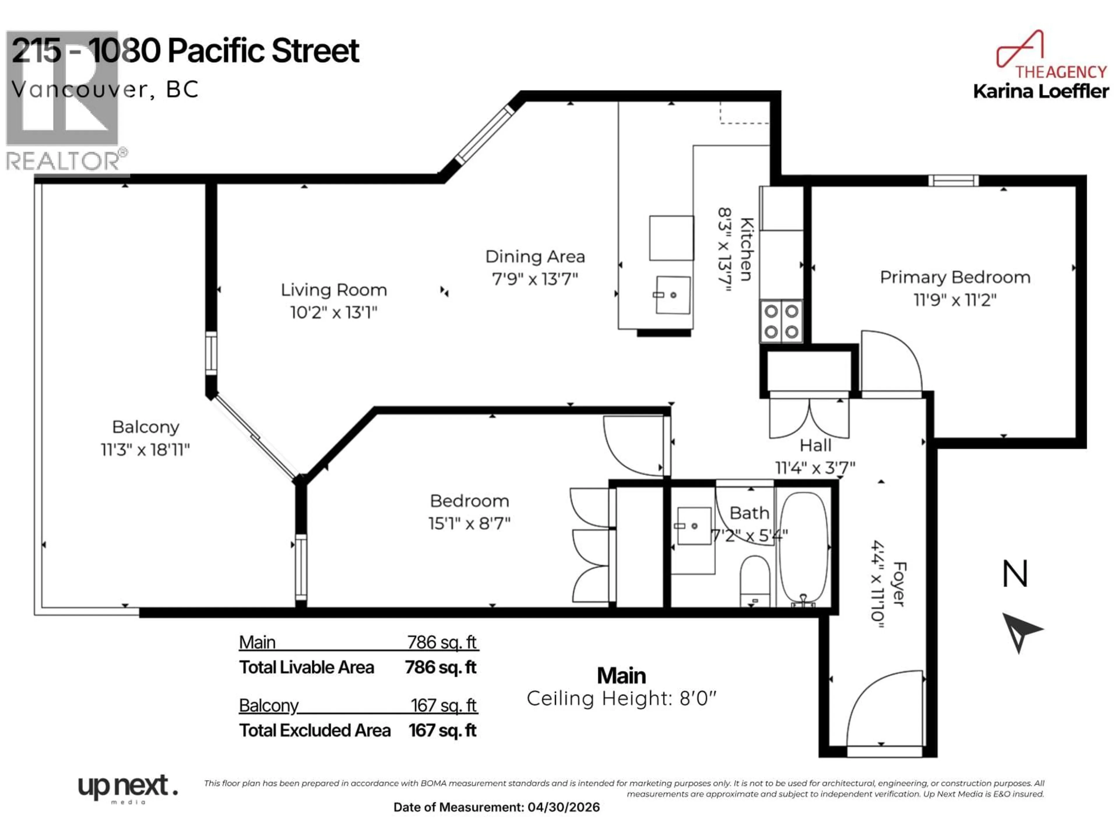 Floor plan for 215 - 1080 PACIFIC STREET, Vancouver British Columbia V6E4C2