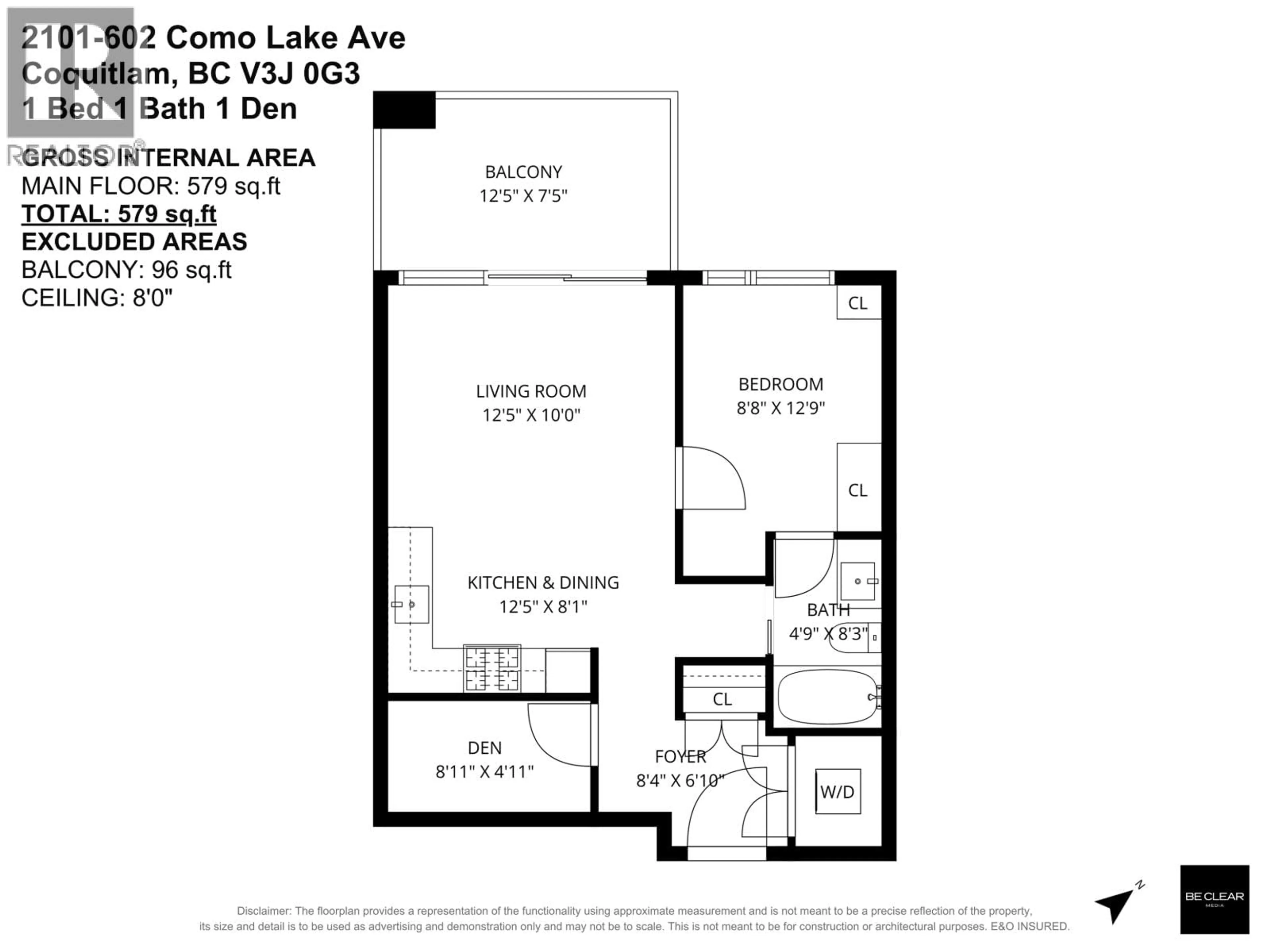 Floor plan for 2101 - 602 COMO LAKE AVENUE, Coquitlam British Columbia V3J0G3