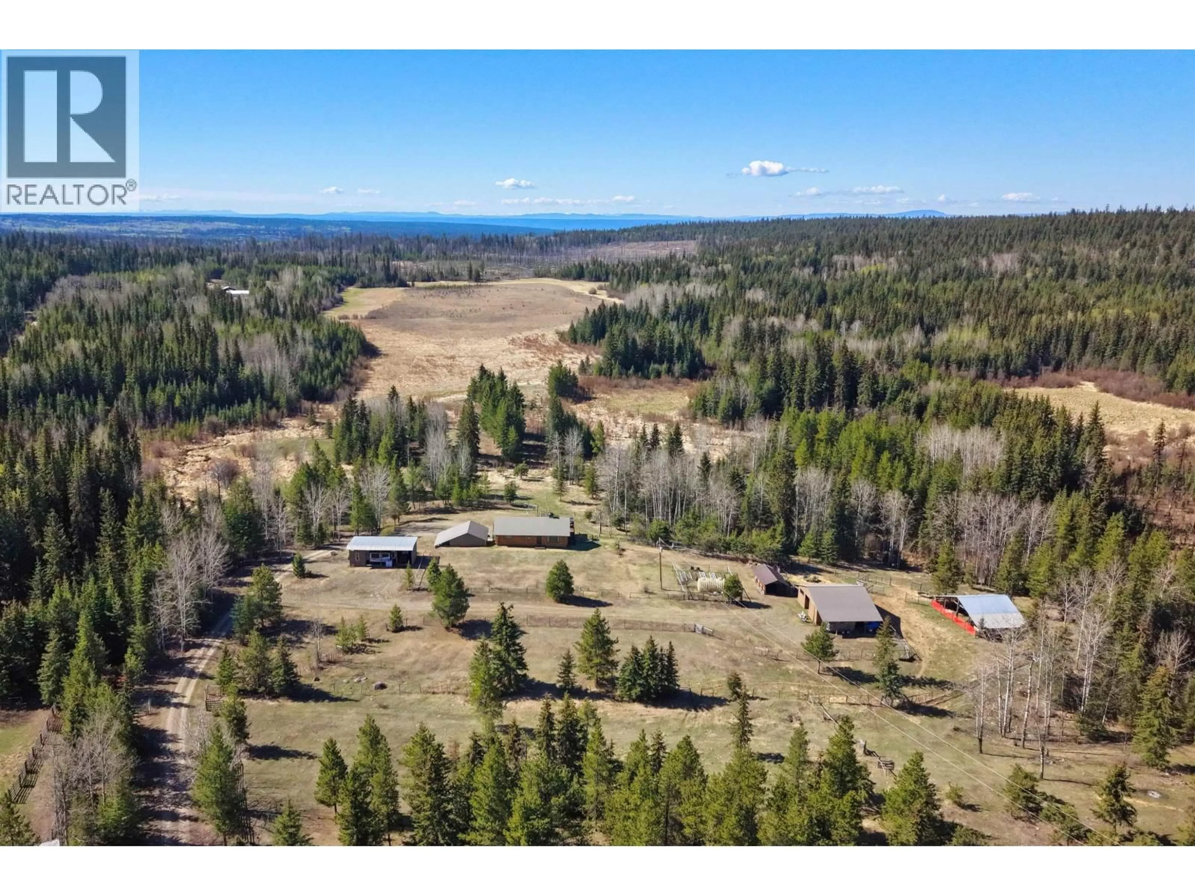 A pic from outside/outdoor area/front of a property/back of a property/a pic from drone, forest/trees view for 3574 SPOKIN LAKE ROAD, Williams Lake British Columbia V0K2G0