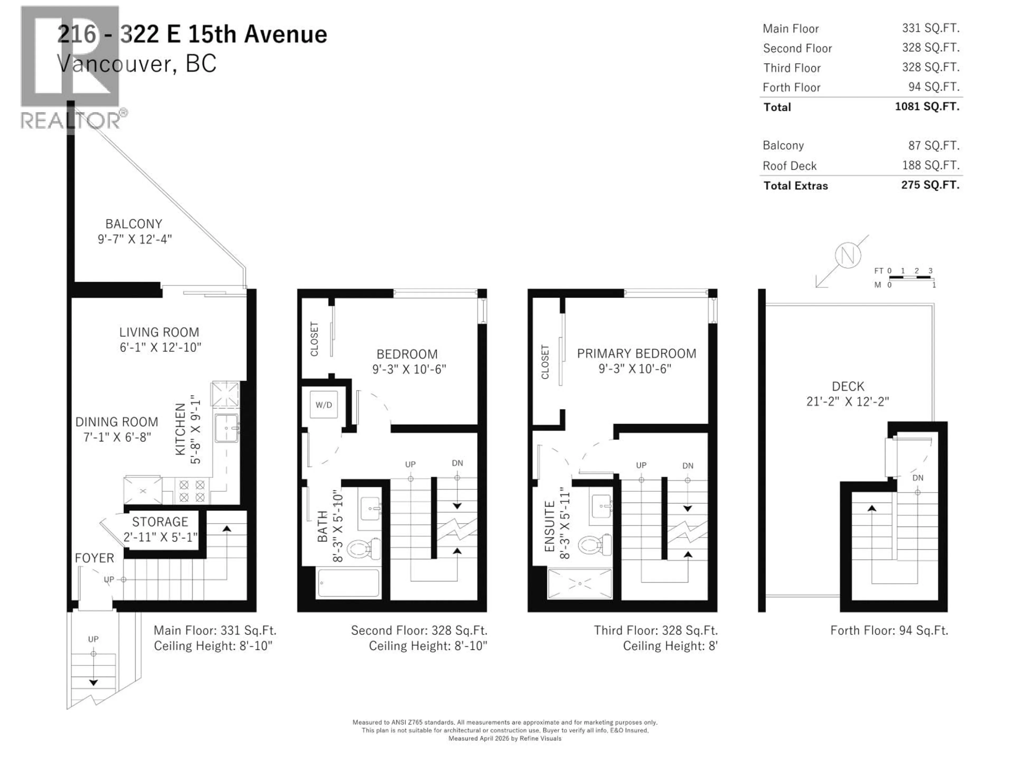 Floor plan for 216 - 322 15TH AVENUE, Vancouver British Columbia V5T0K5