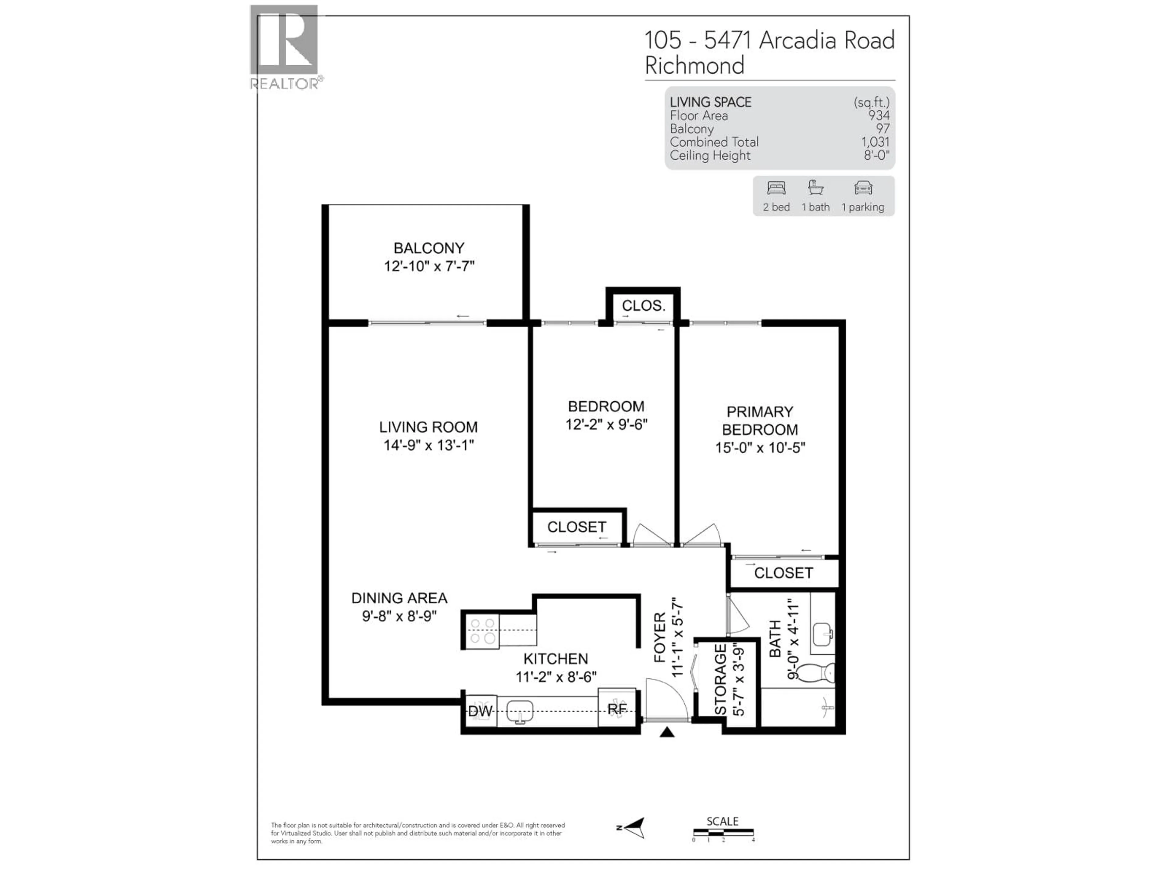 Floor plan for 105 - 5471 ARCADIA ROAD, Richmond British Columbia V6X2H1
