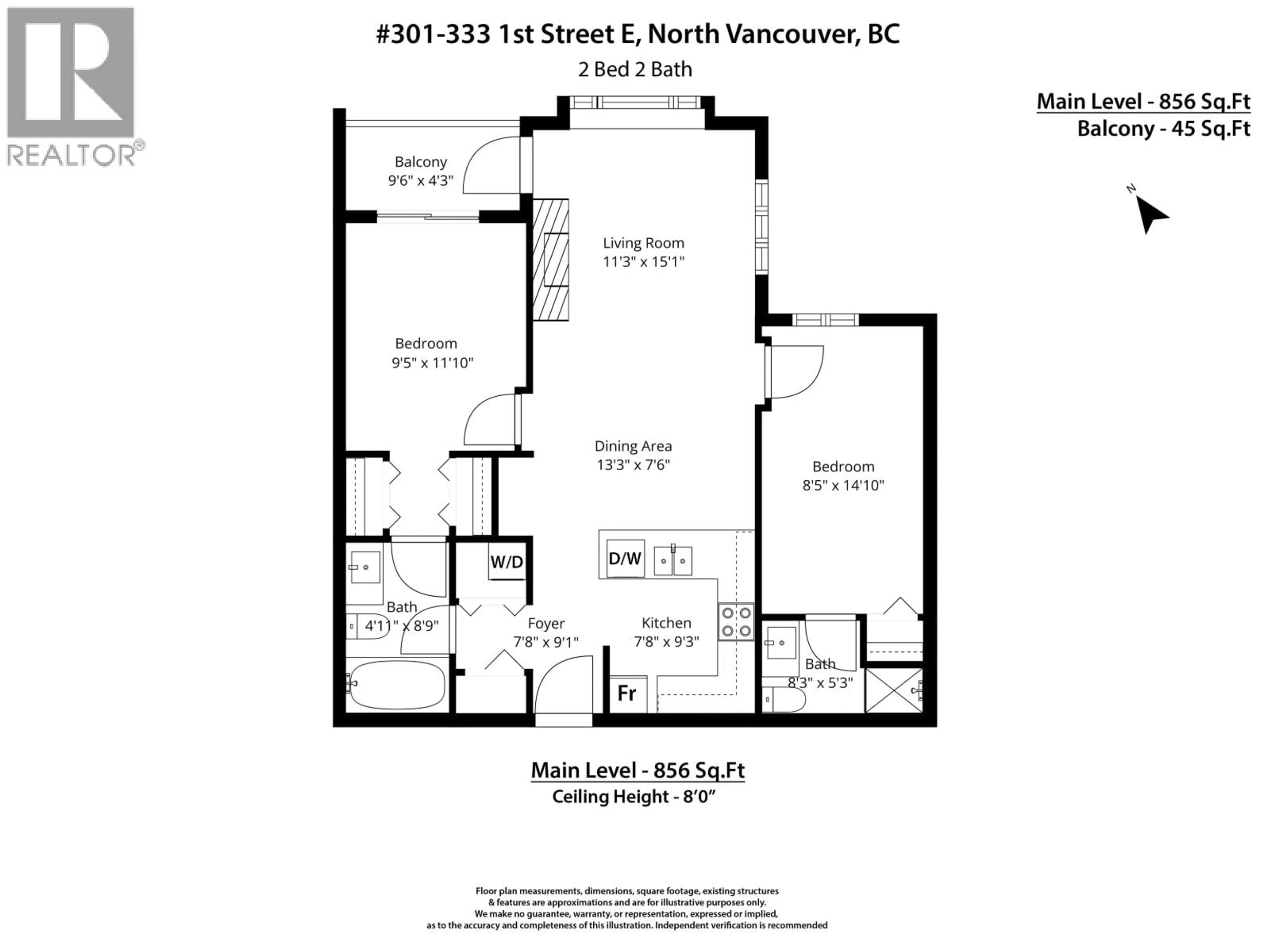 Floor plan for 301 - 333 1ST STREET, North Vancouver British Columbia V7L4W9