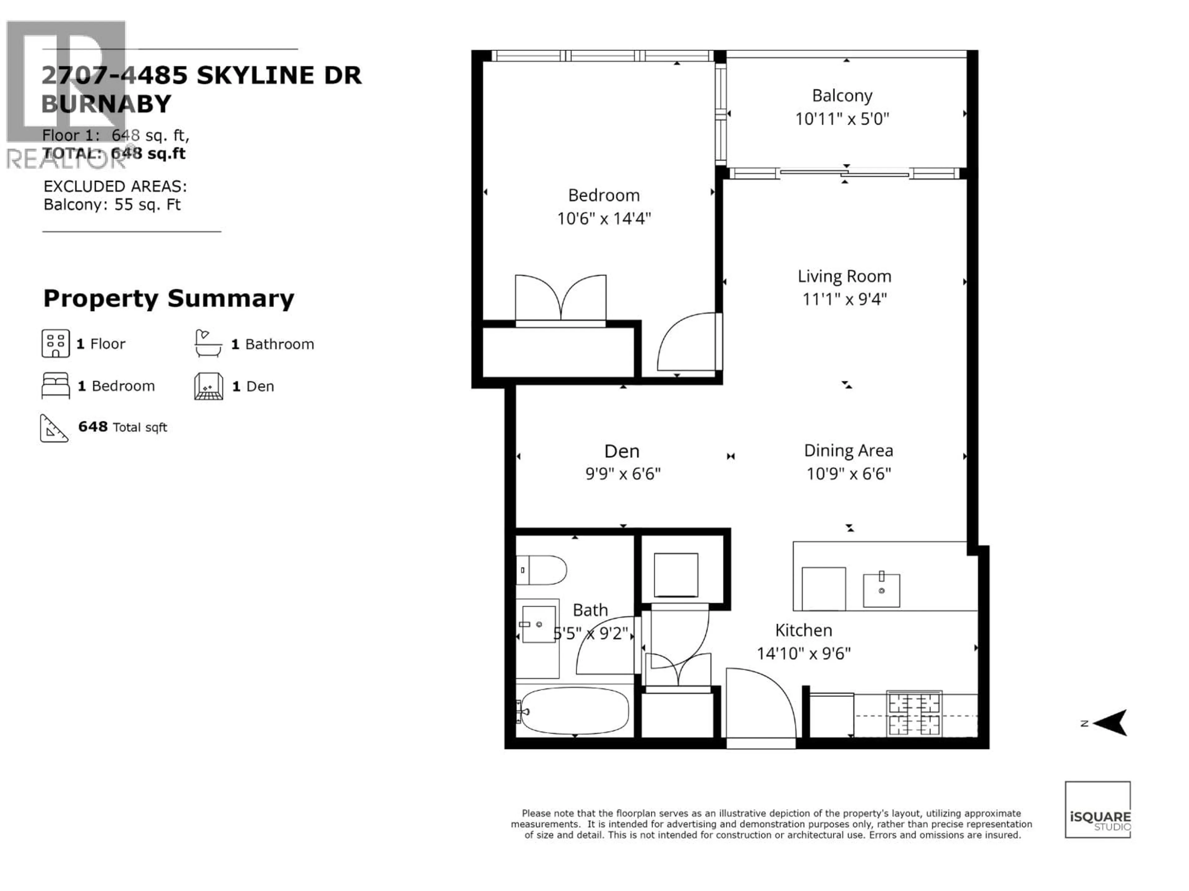 Floor plan for 2707 - 4485 SKYLINE DRIVE, Burnaby British Columbia V5C0J2