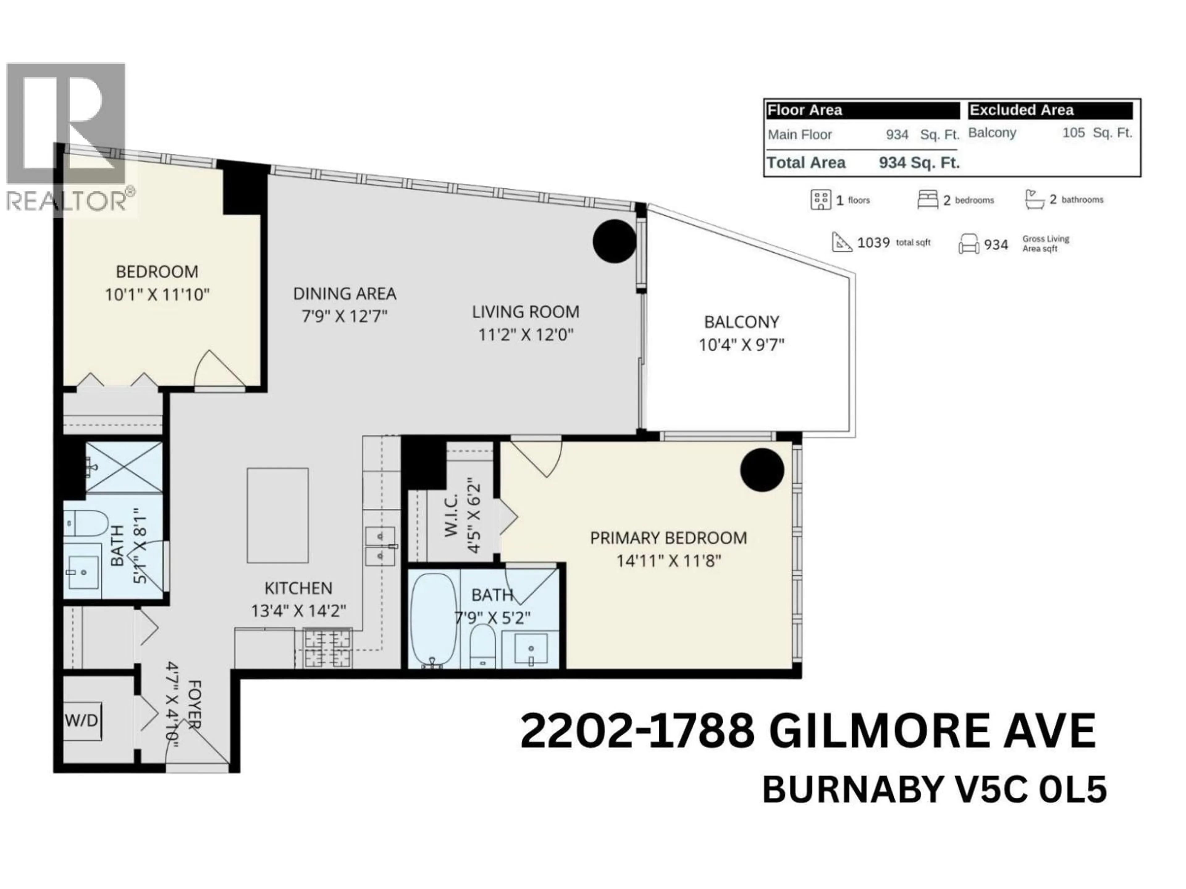 Floor plan for 2202 - 1788 GILMORE AVENUE, Burnaby British Columbia V5C0L5