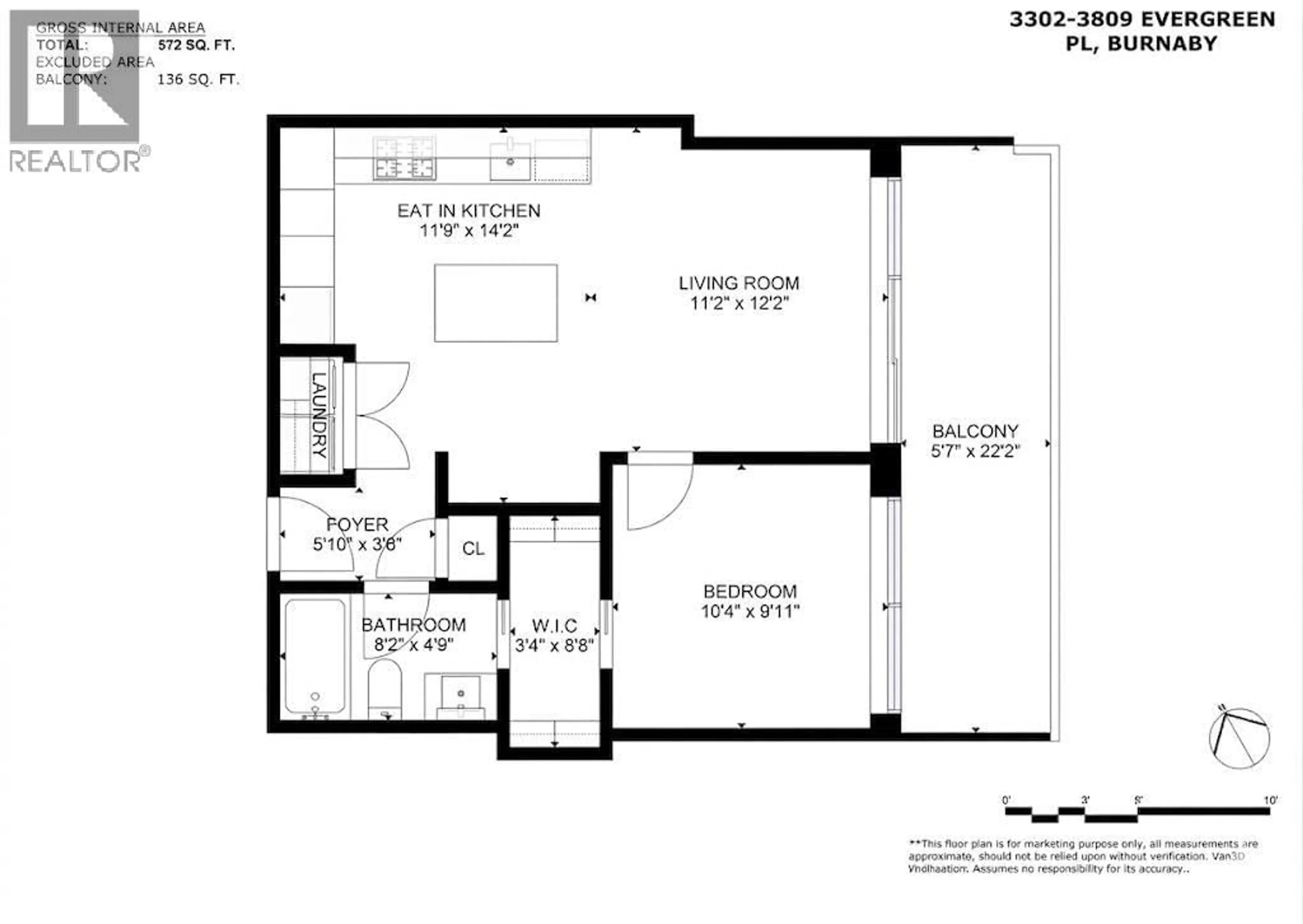 Floor plan for 3302 - 3809 EVERGREEN PLACE, Burnaby British Columbia V3J0M1