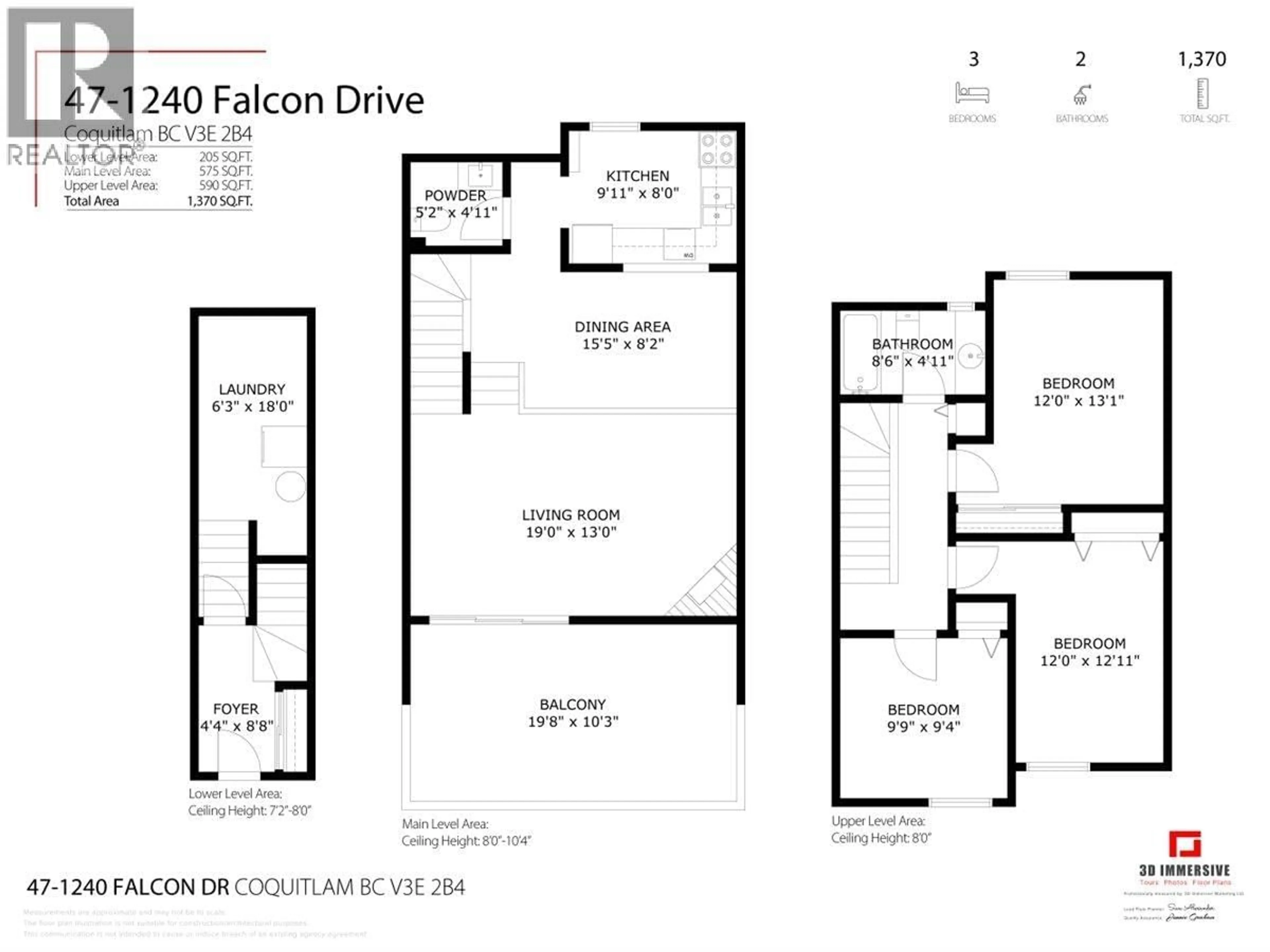 Floor plan for 47 - 1240 FALCON DRIVE, Coquitlam British Columbia V3E2B4