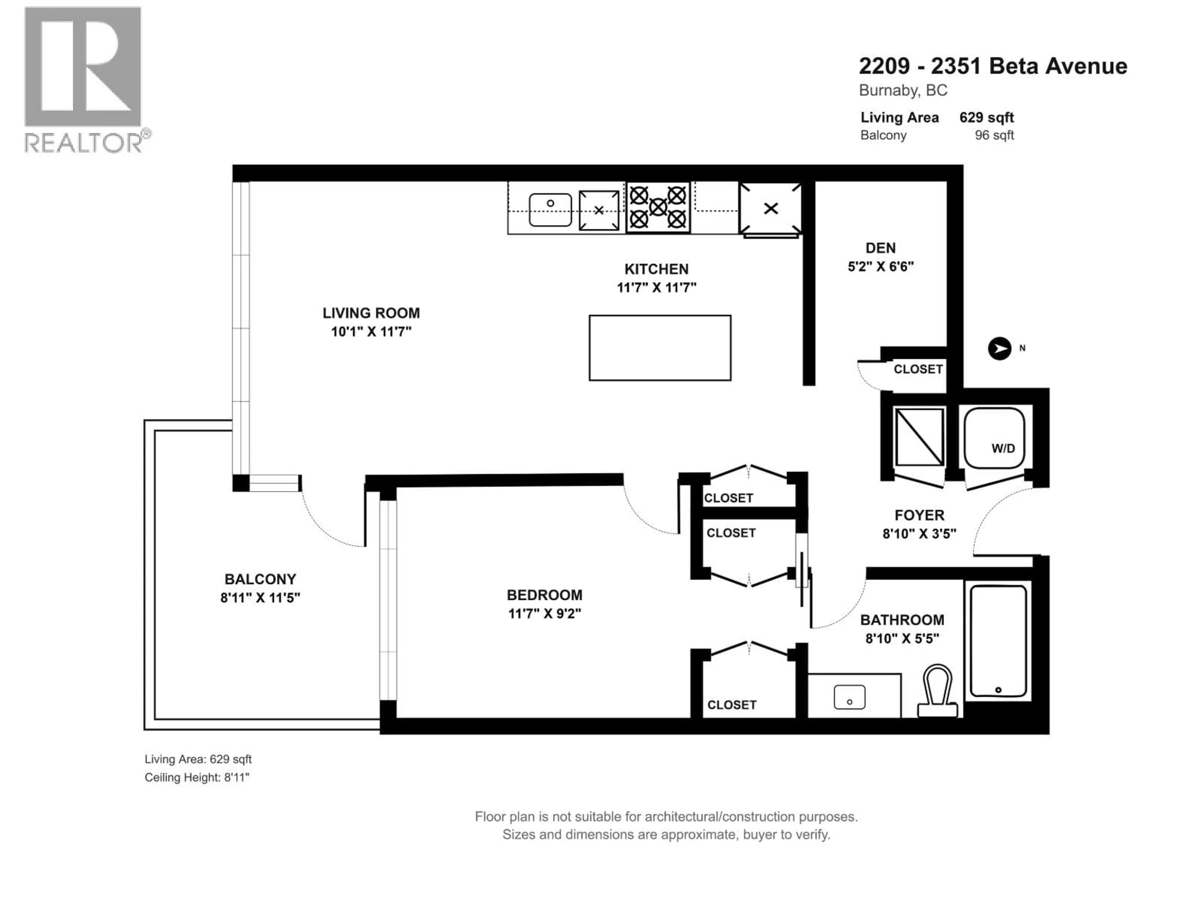 Floor plan for 2209 - 2351 BETA AVENUE, Burnaby British Columbia V5C0M2