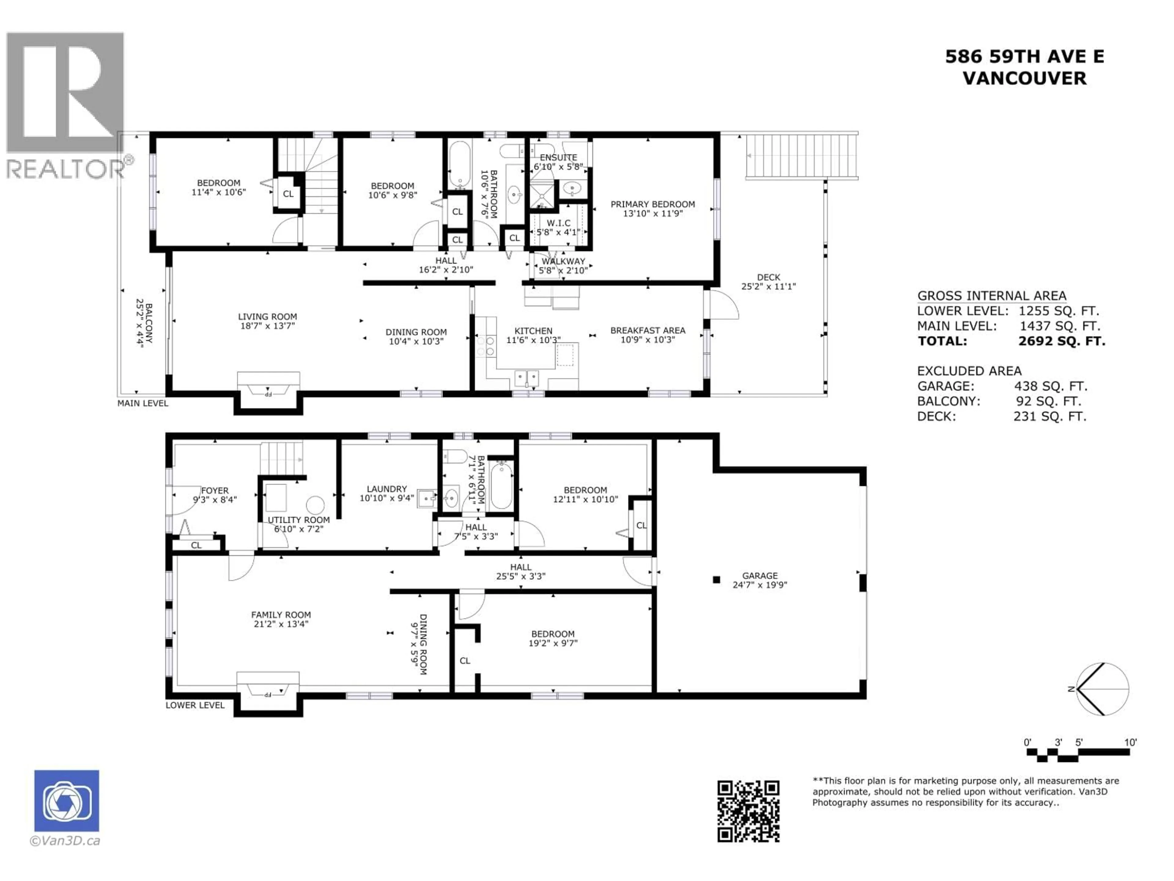 Floor plan for 586 59TH AVENUE, Vancouver British Columbia V5X1Y3