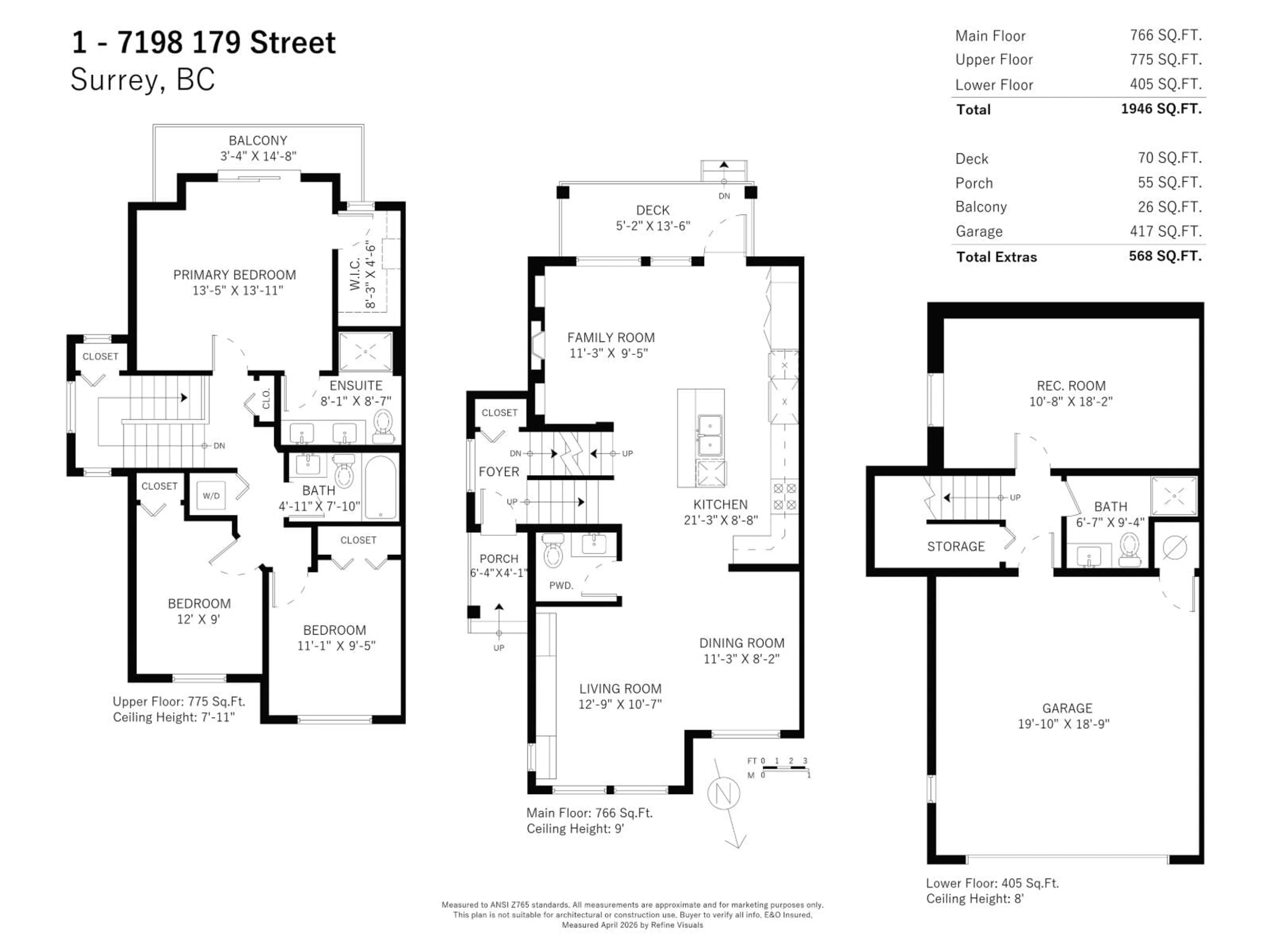 Floor plan for 1 - 7198 179 STREET, Surrey British Columbia V3S8C5