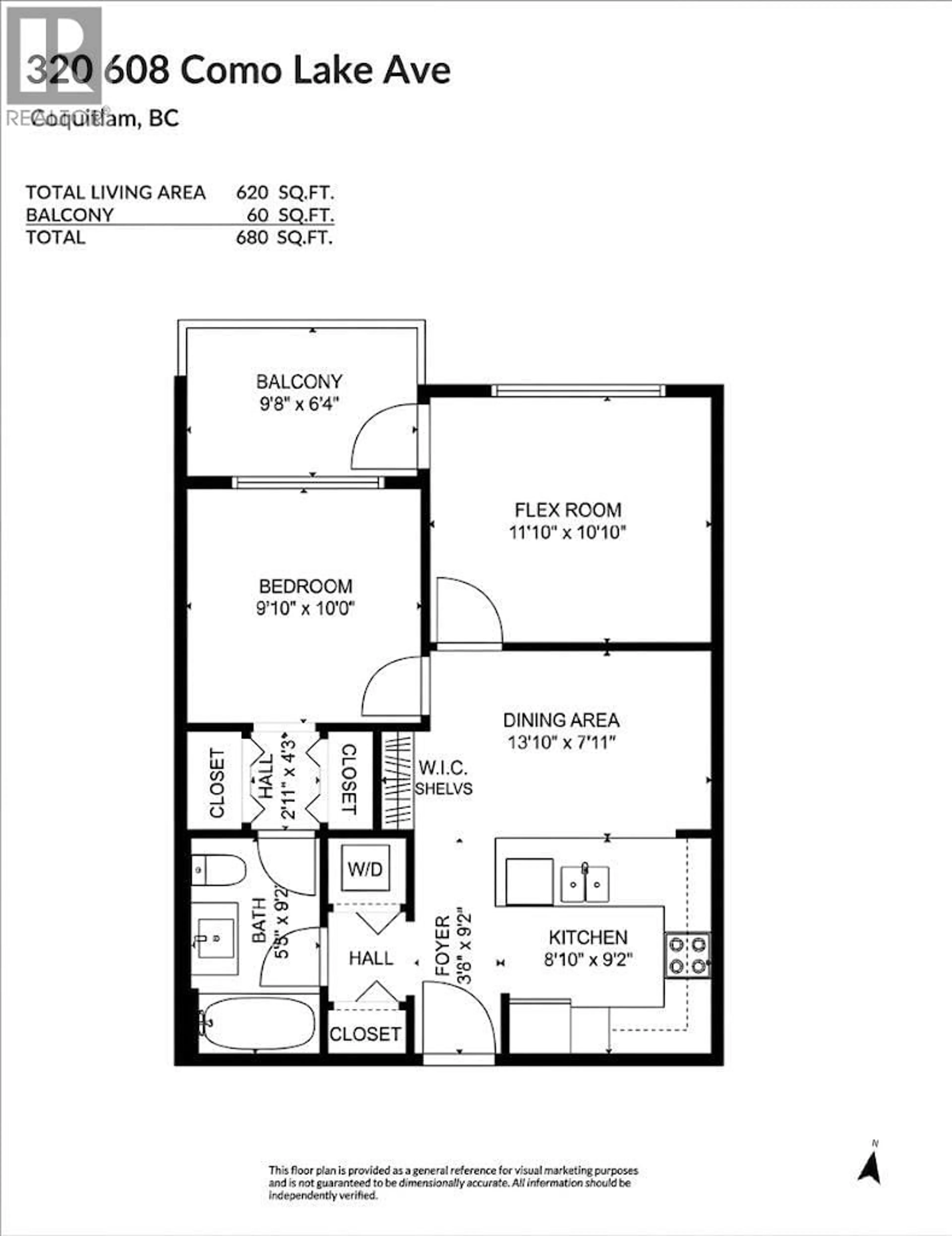 Floor plan for 320 - 608 COMO, Coquitlam British Columbia V3J0B2