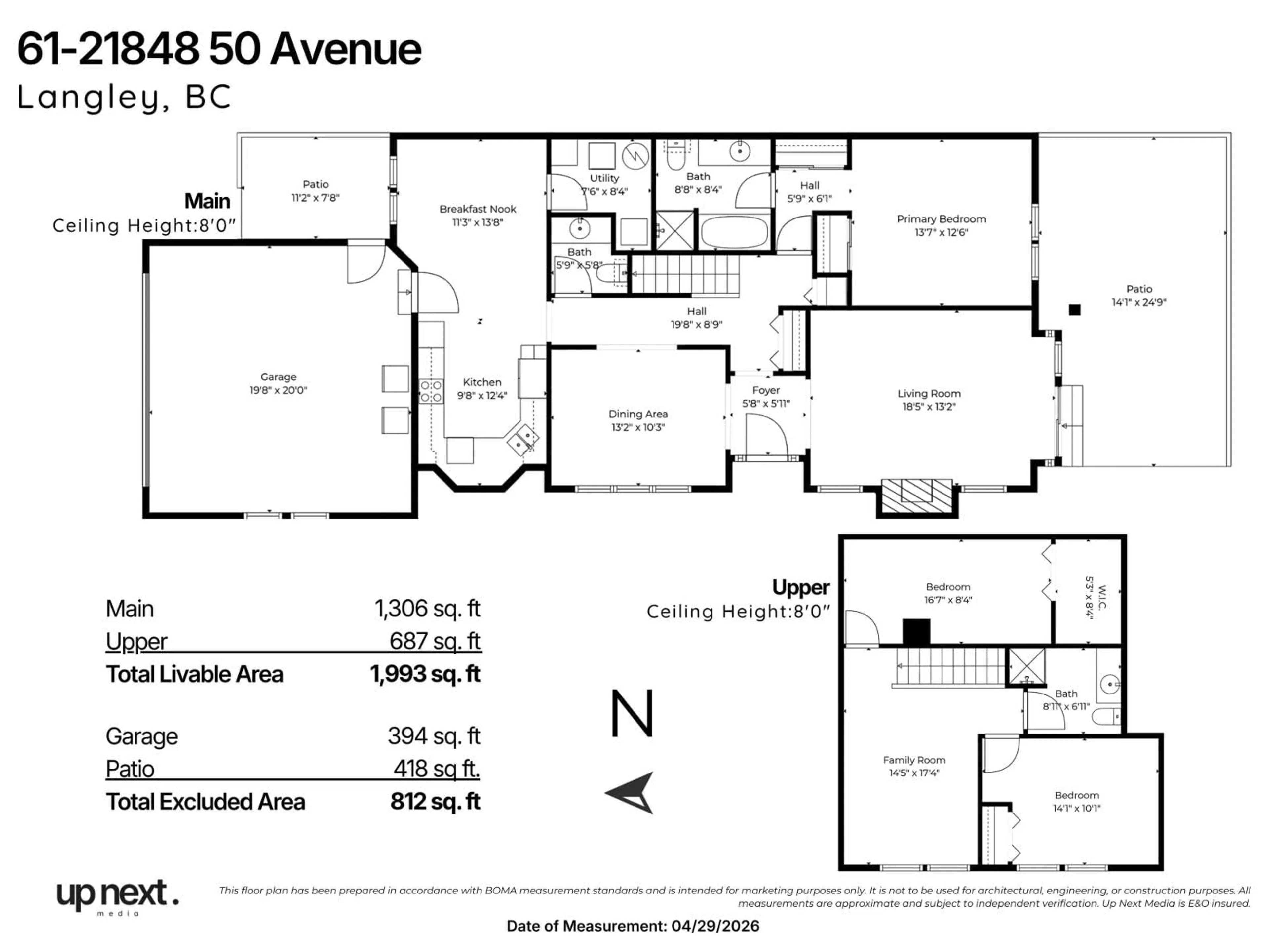 Floor plan for 61 - 21848 50 AVENUE, Langley British Columbia V3A8A9