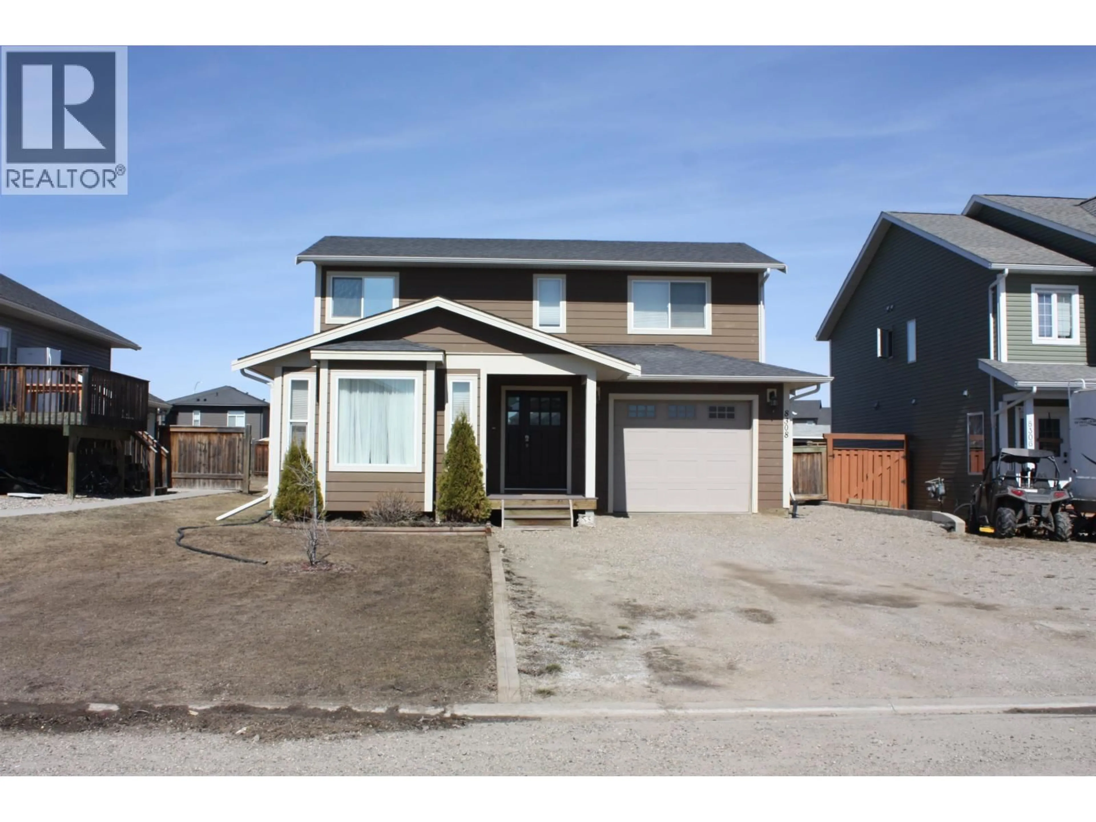 Home with vinyl exterior material, street for 8308 86 AVENUE, Fort St. John British Columbia V1J0G7