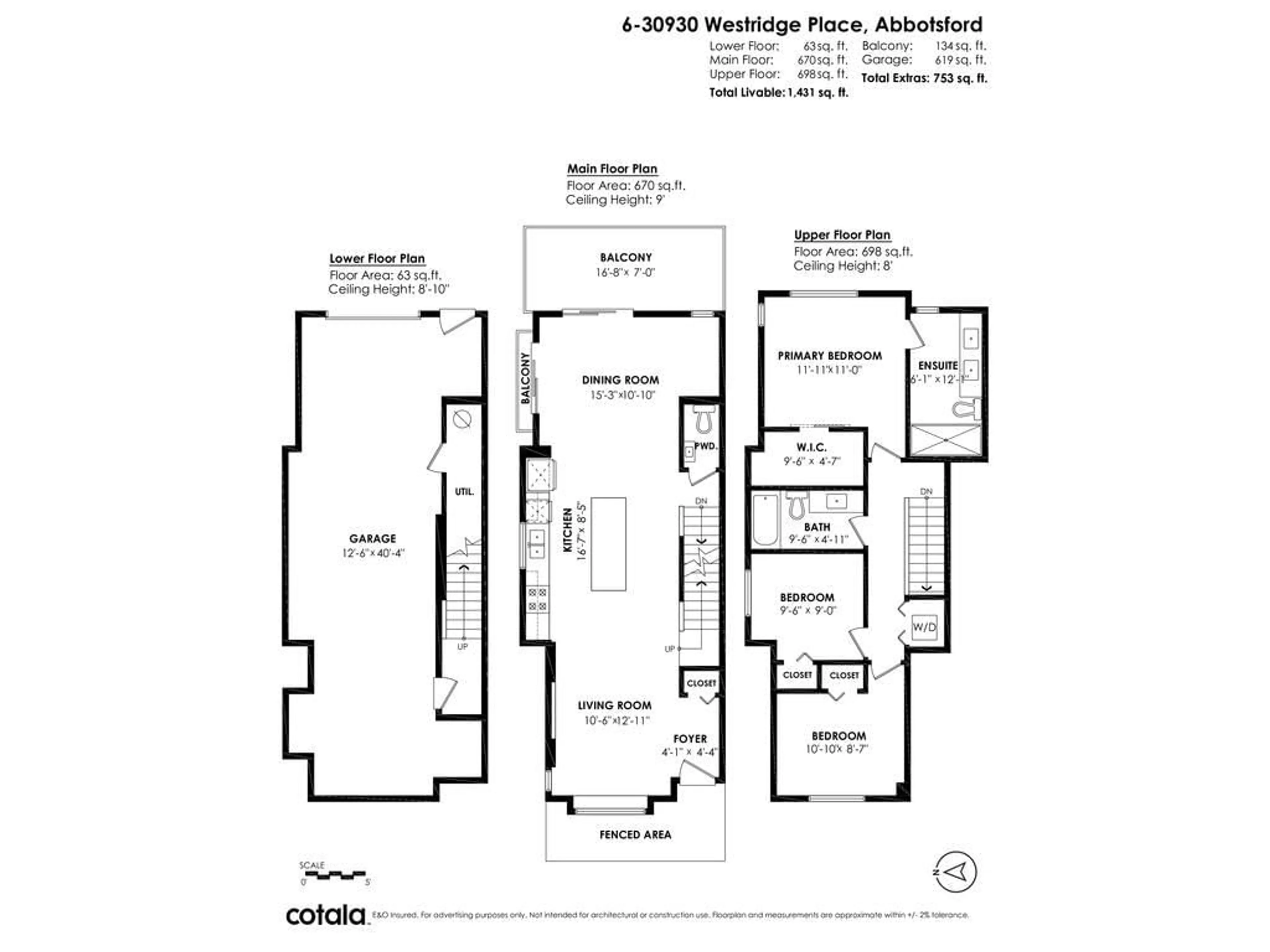 Floor plan for 6 - 30930 WESTRIDGE PLACE, Abbotsford British Columbia V2T0H6