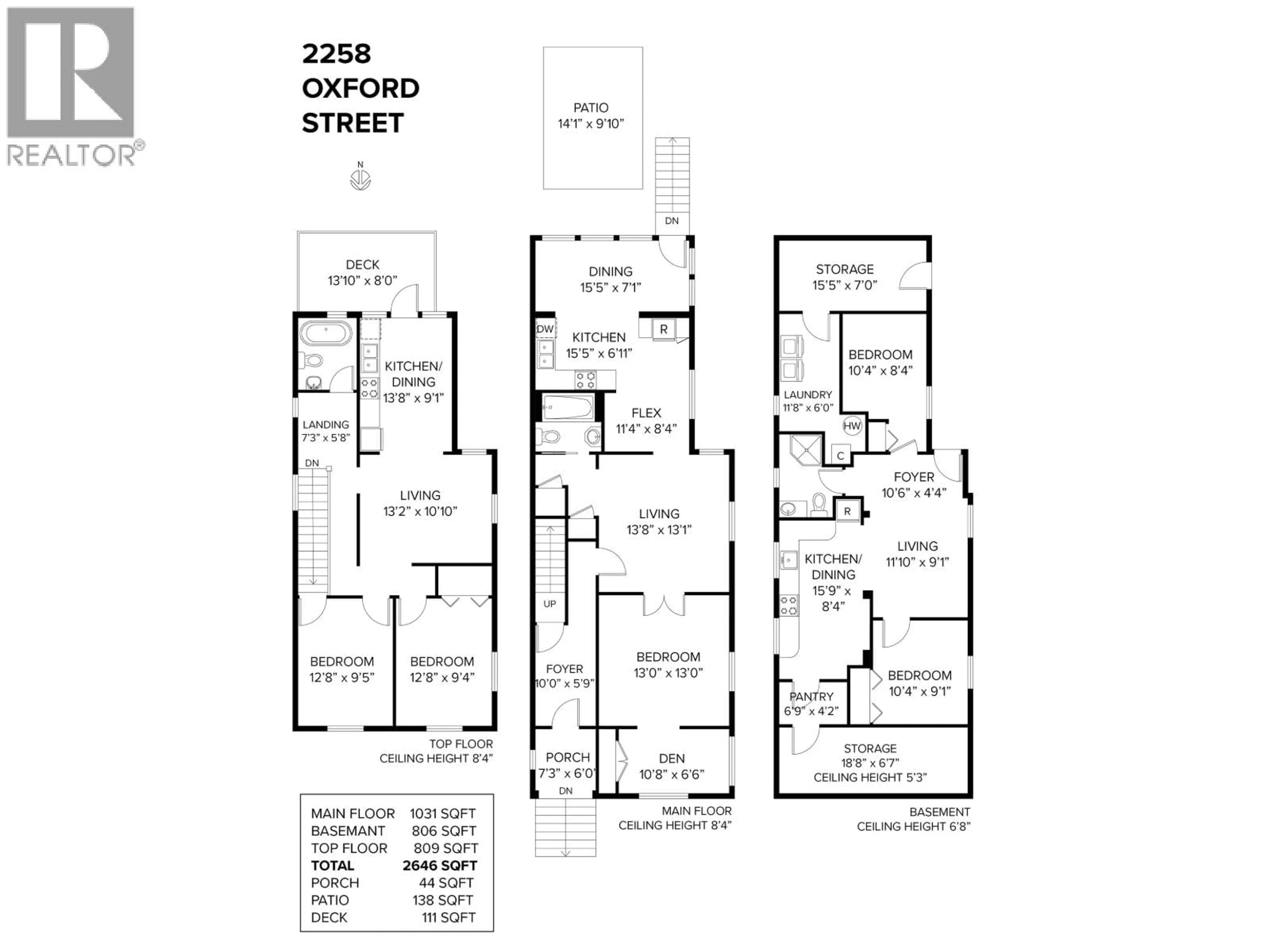 Floor plan for 2258 OXFORD STREET, Vancouver British Columbia V5L1G1