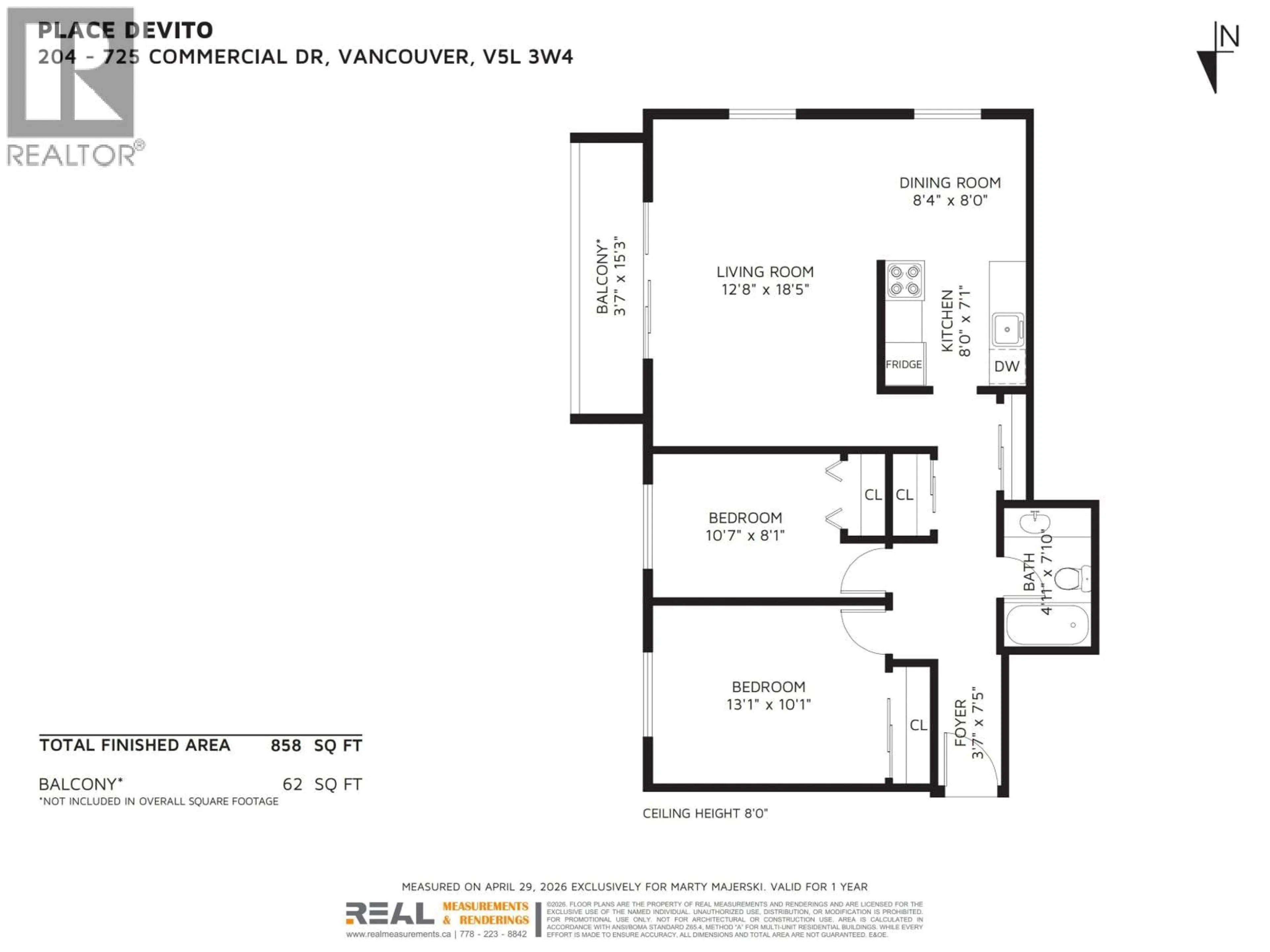 Floor plan for 204 - 725 COMMERCIAL DRIVE, Vancouver British Columbia V5L3W4