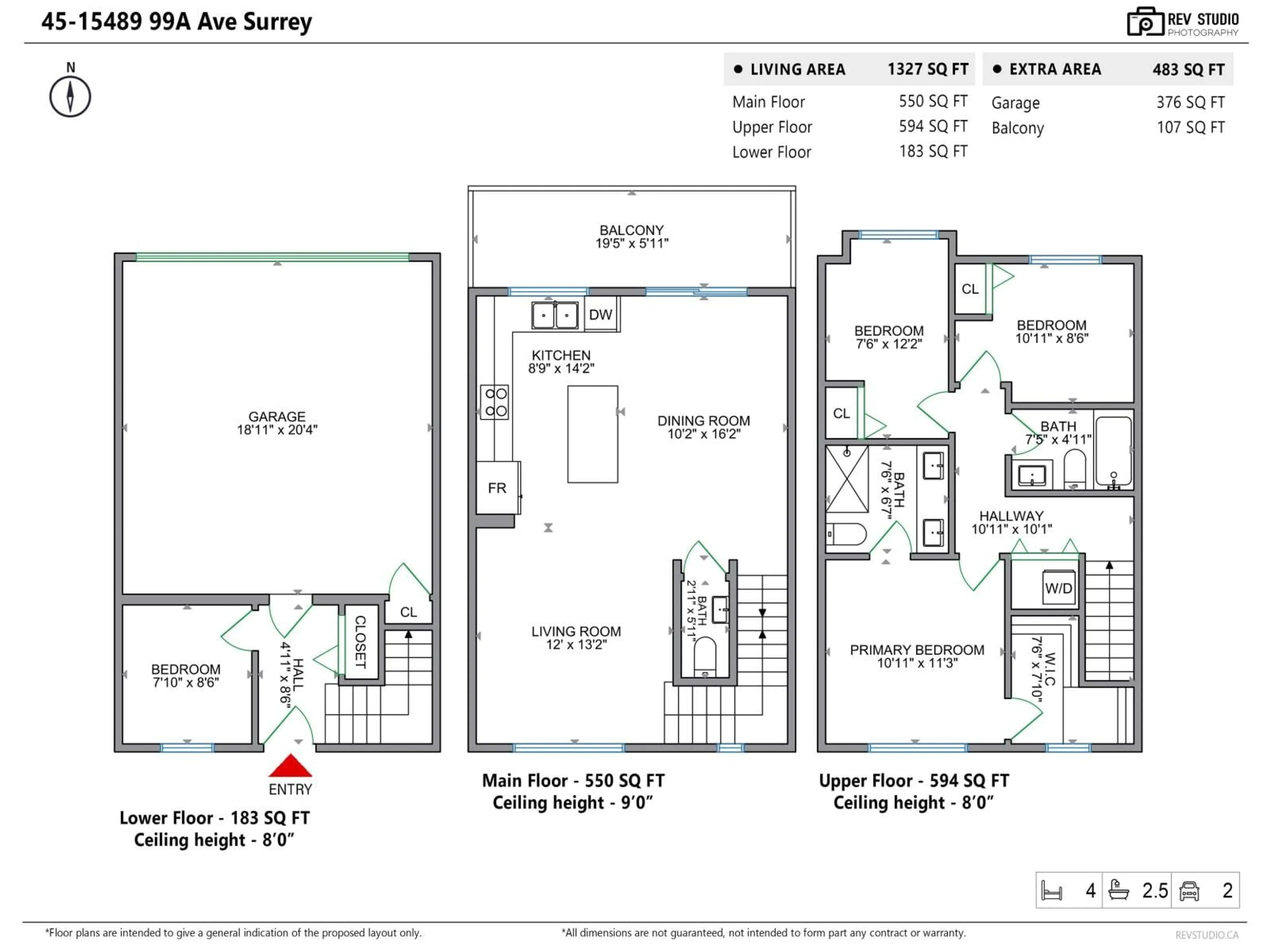 Floor plan for 45 - 15489 99A AVENUE, Surrey British Columbia V3R0G9