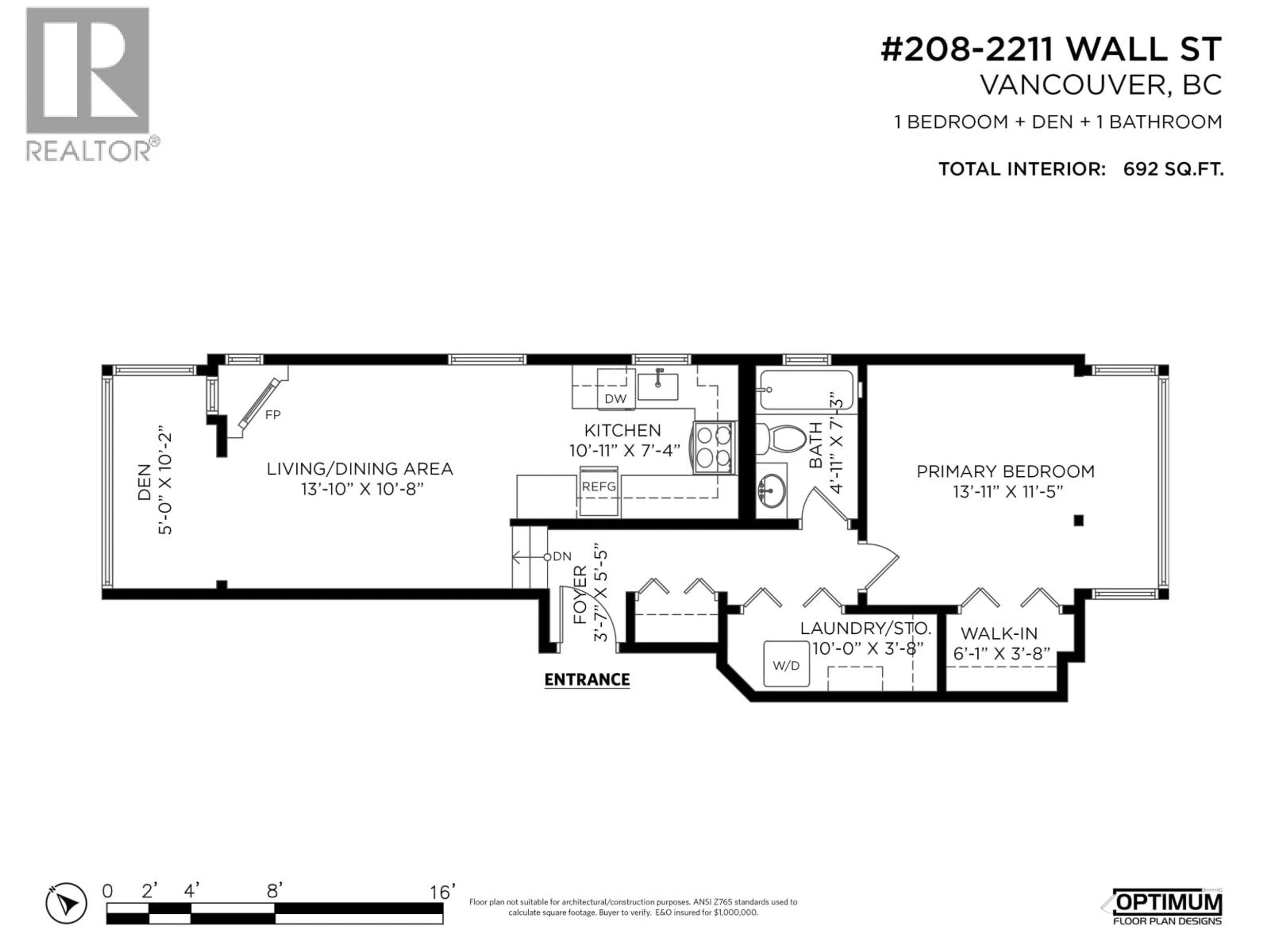 Floor plan for 208 - 2211 WALL STREET, Vancouver British Columbia V5L1G4