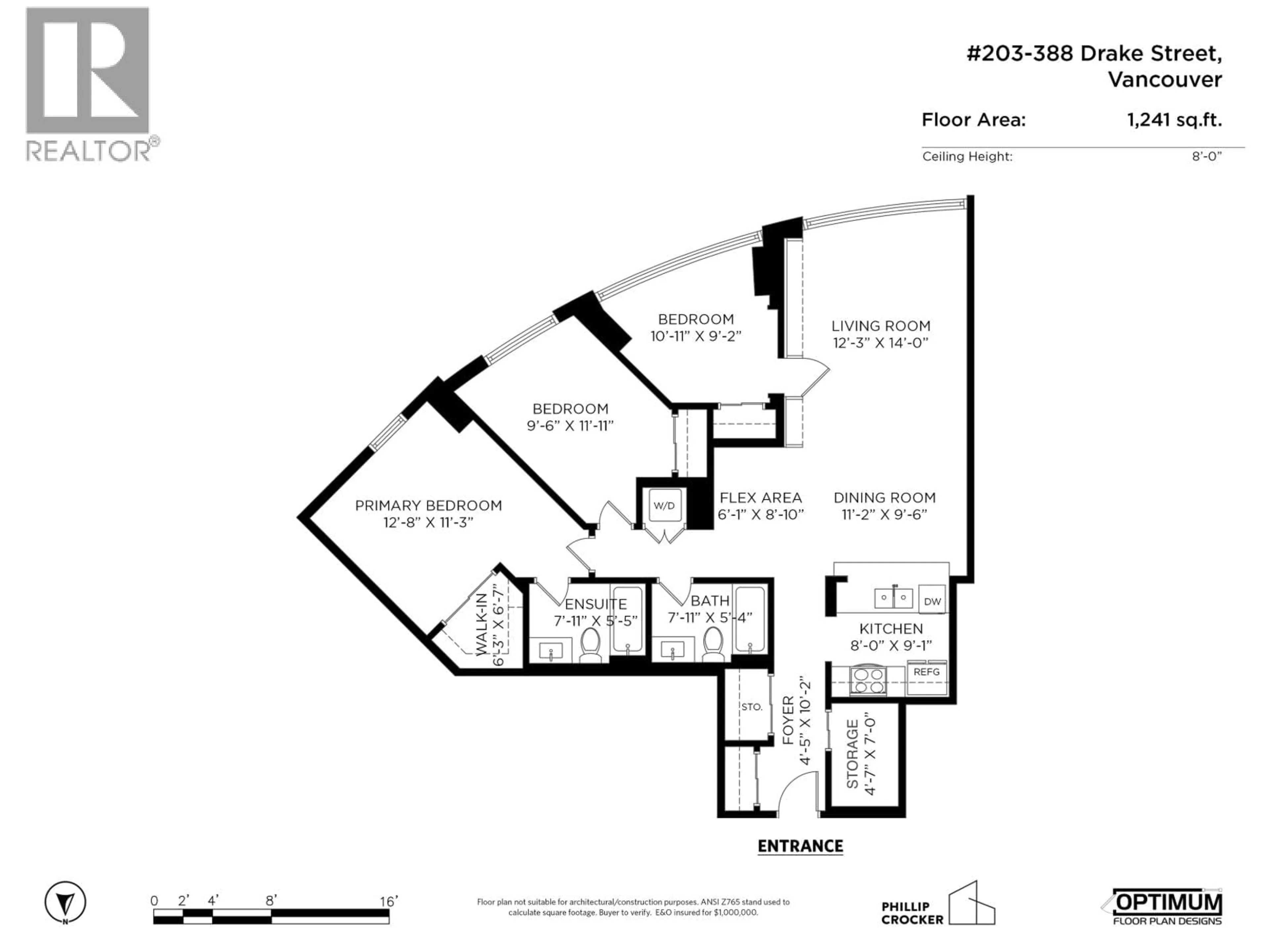 Floor plan for 203 - 388 DRAKE STREET, Vancouver British Columbia V6B6A8