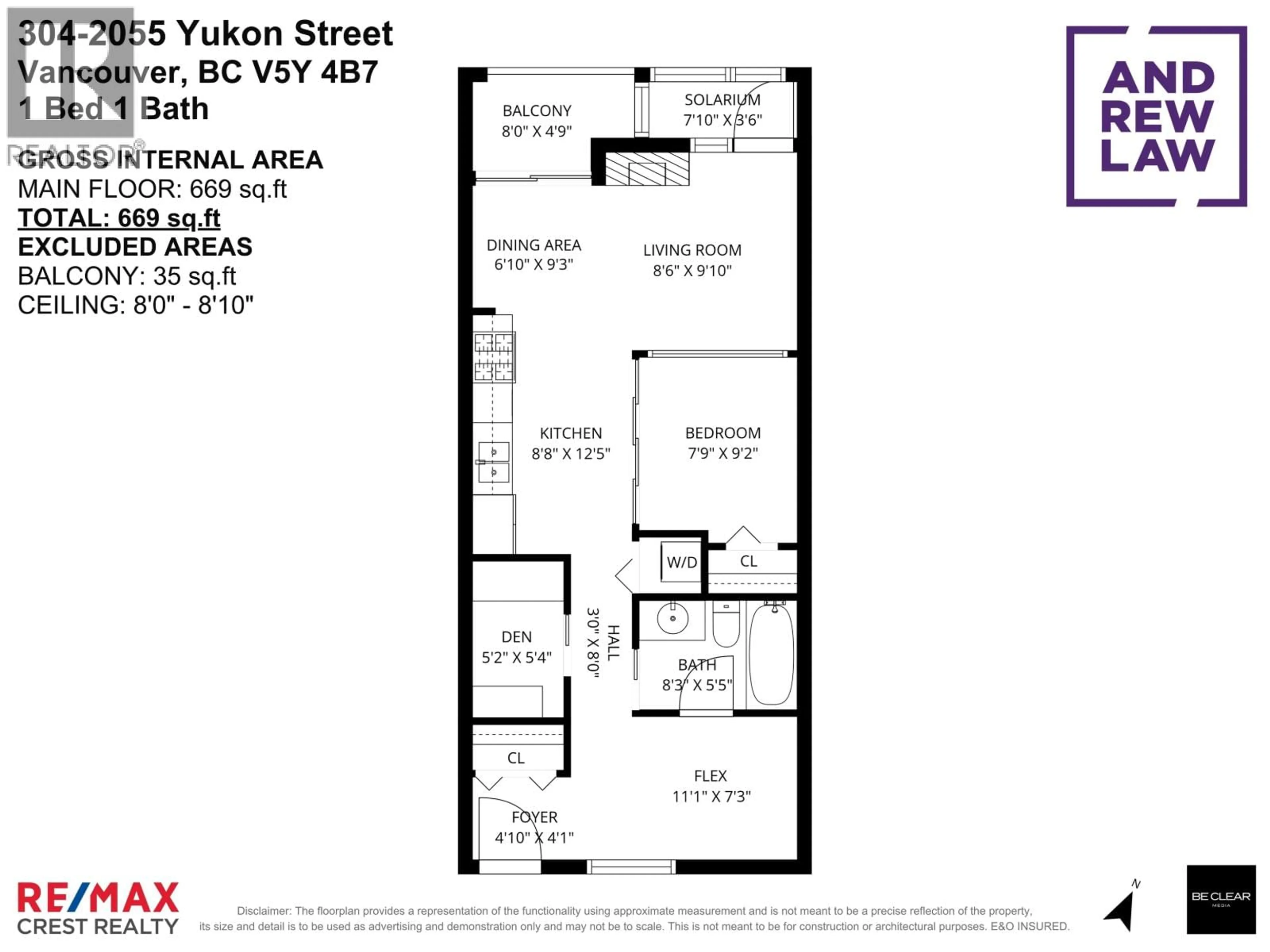Floor plan for 304 - 2055 YUKON STREET, Vancouver British Columbia V5Y4B7