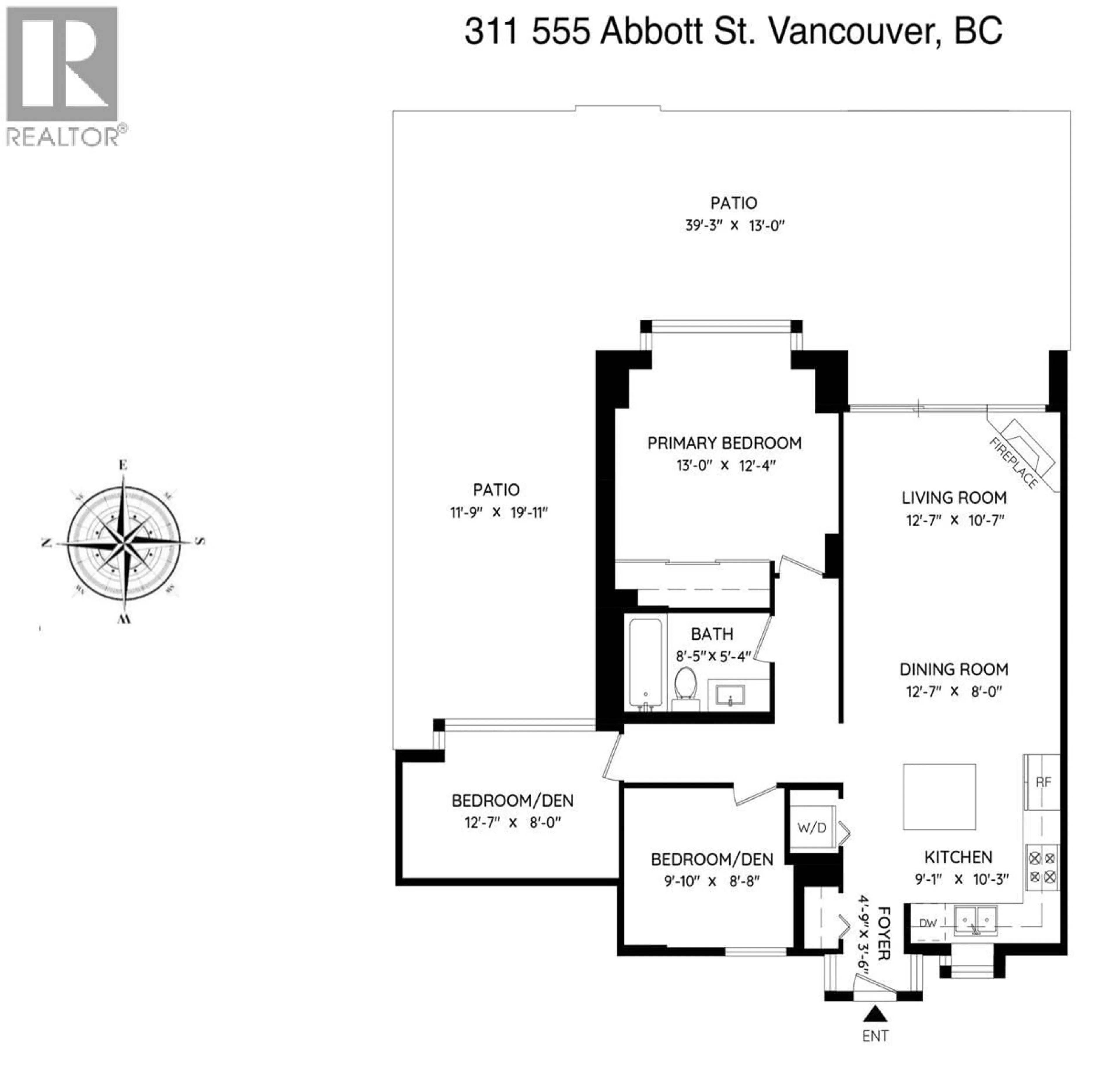 Floor plan for 311 - 555 ABBOTT STREET, Vancouver British Columbia V6B6B8