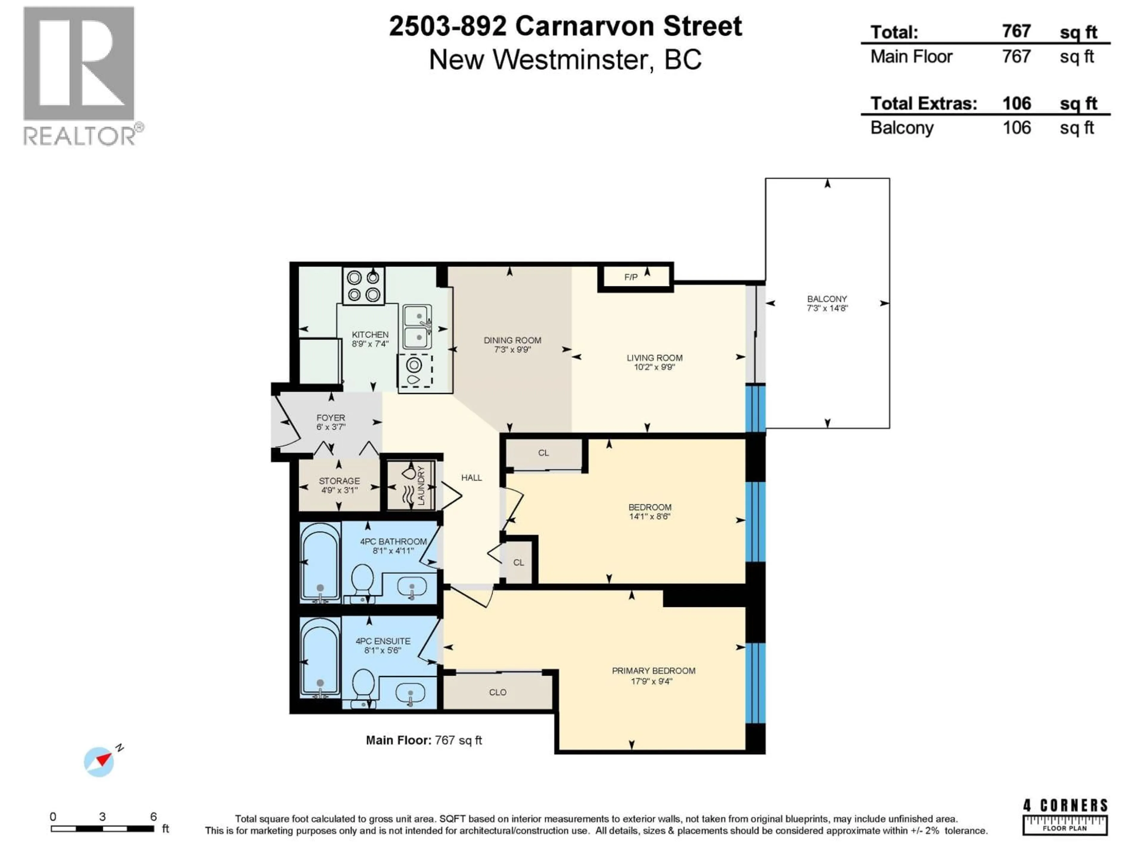 Floor plan for 2503 - 892 CARNARVON STREET, New Westminster British Columbia V3M0C5