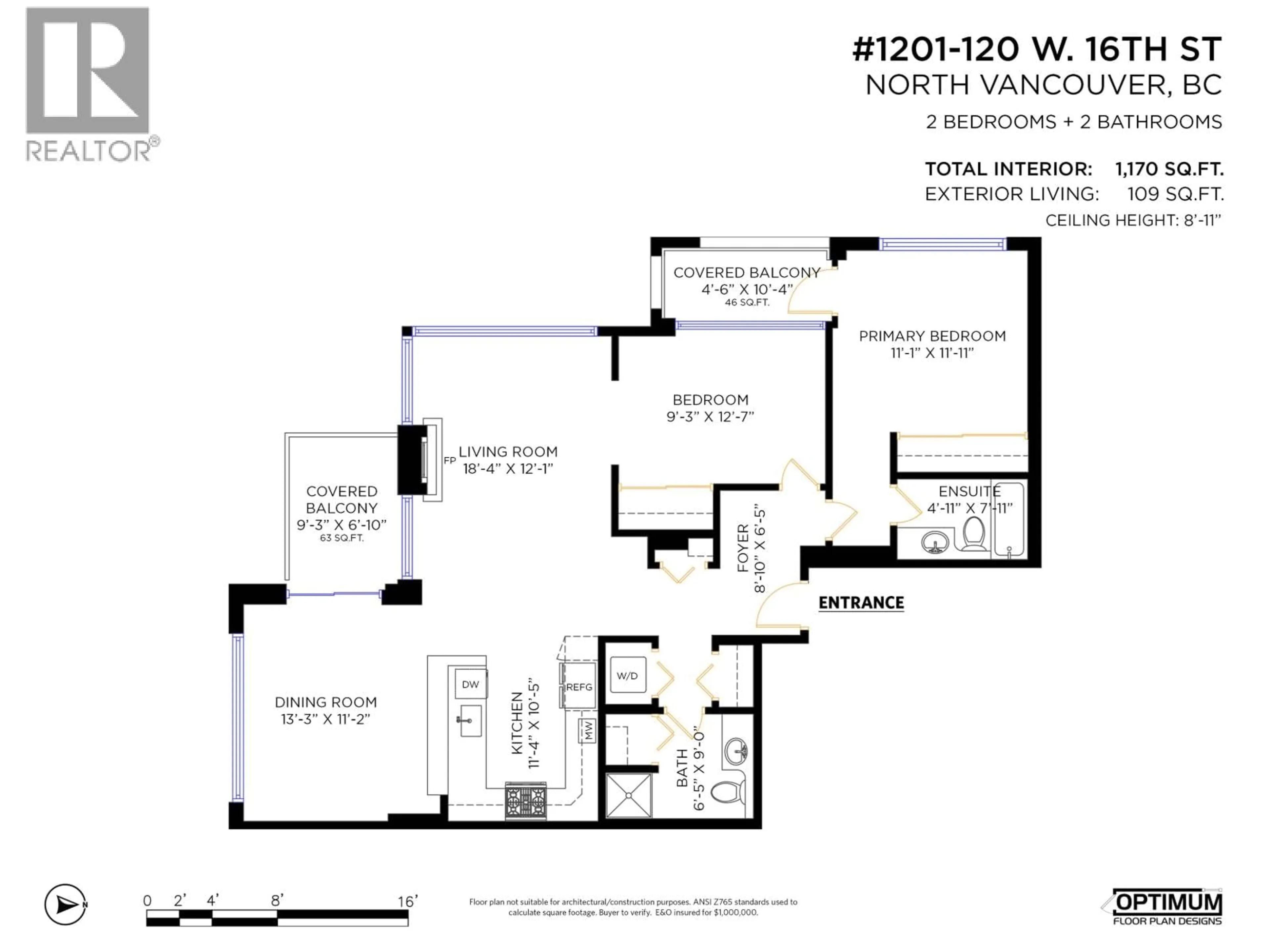 Floor plan for 1201 - 120 16TH STREET, North Vancouver British Columbia V7M3N6
